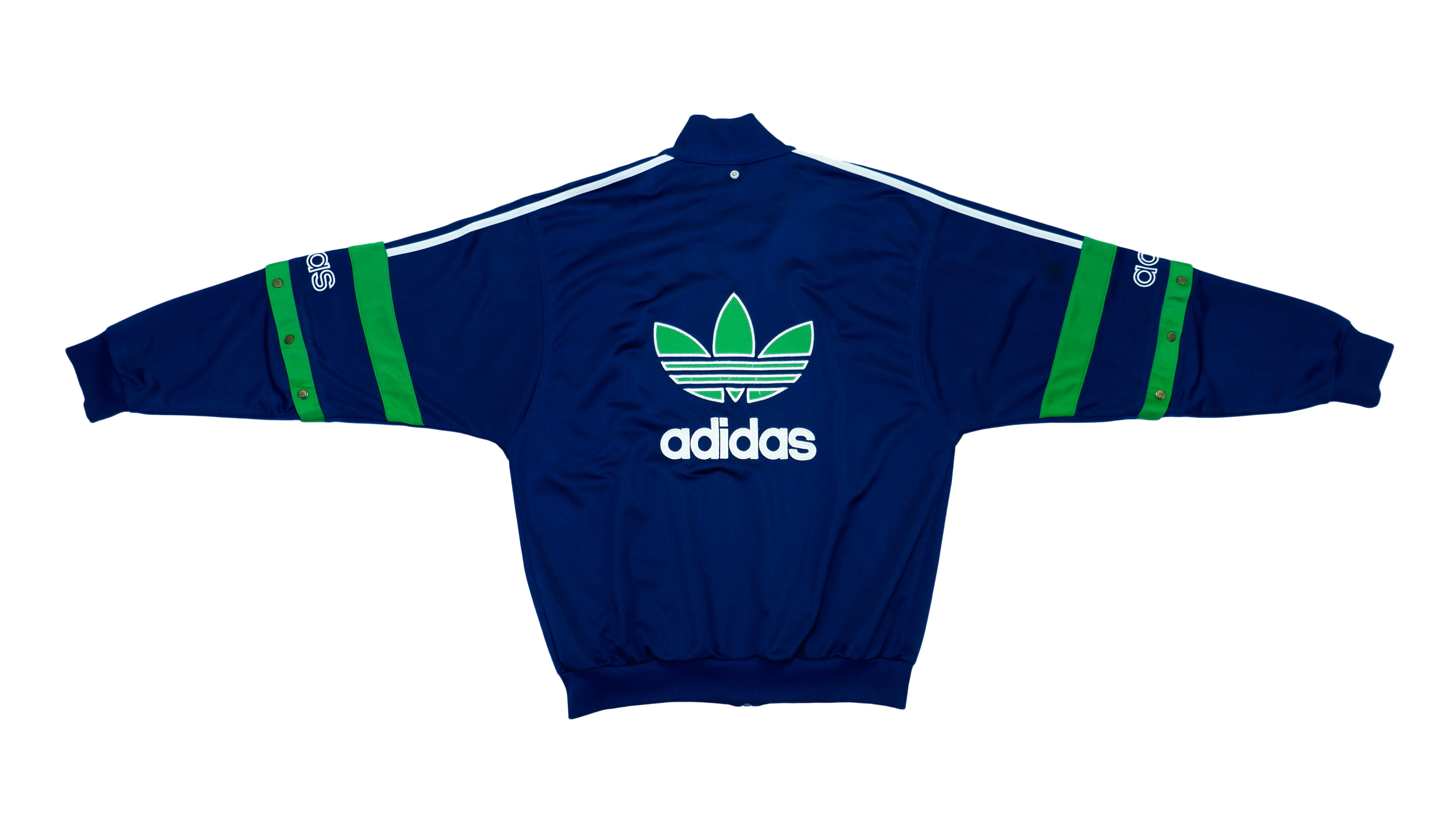 Adidas - Blue & Green Big Logo Track Jacket 1990s Medium