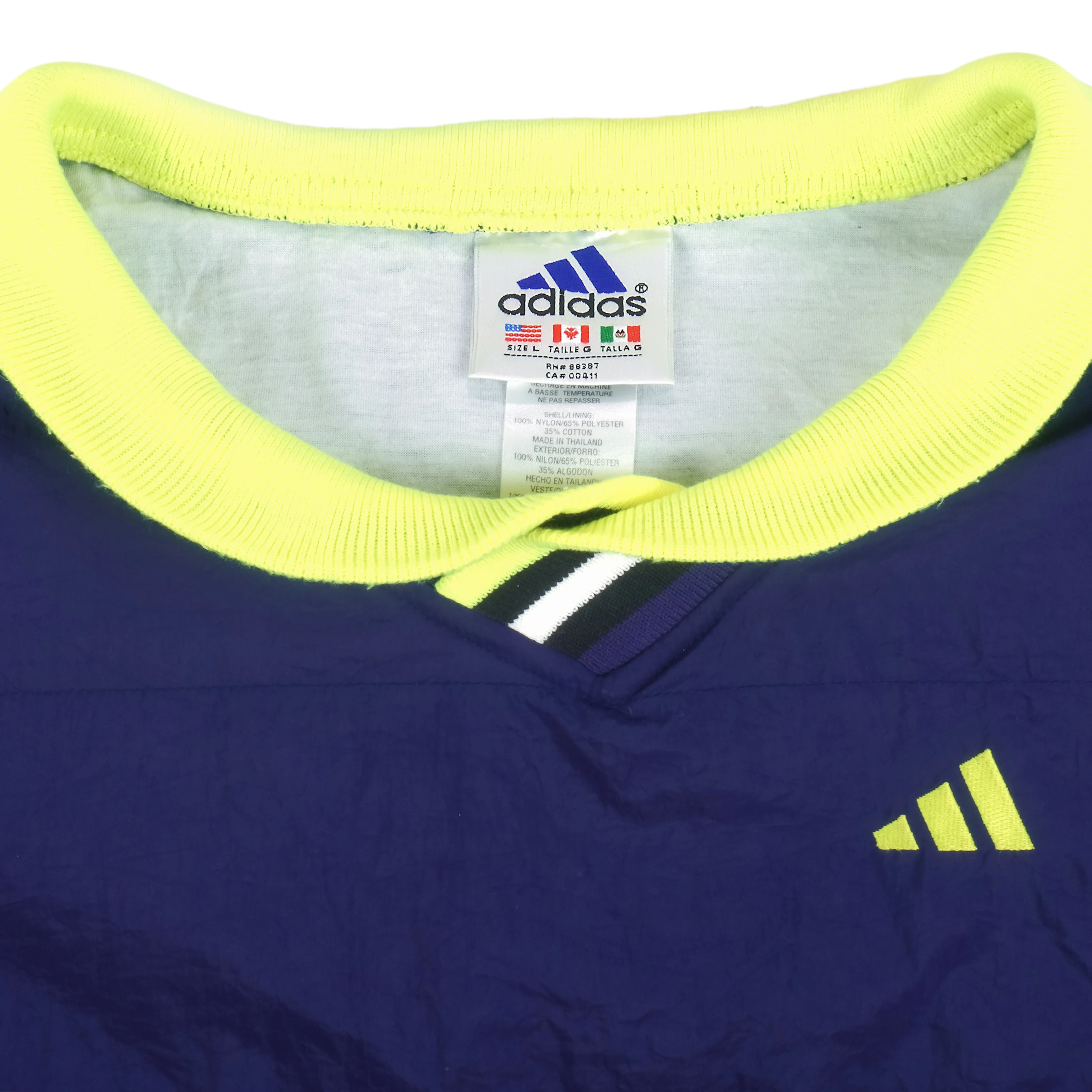 Adidas - Blue Embroidered Pullover Windbreaker 1990s Large - Image 3