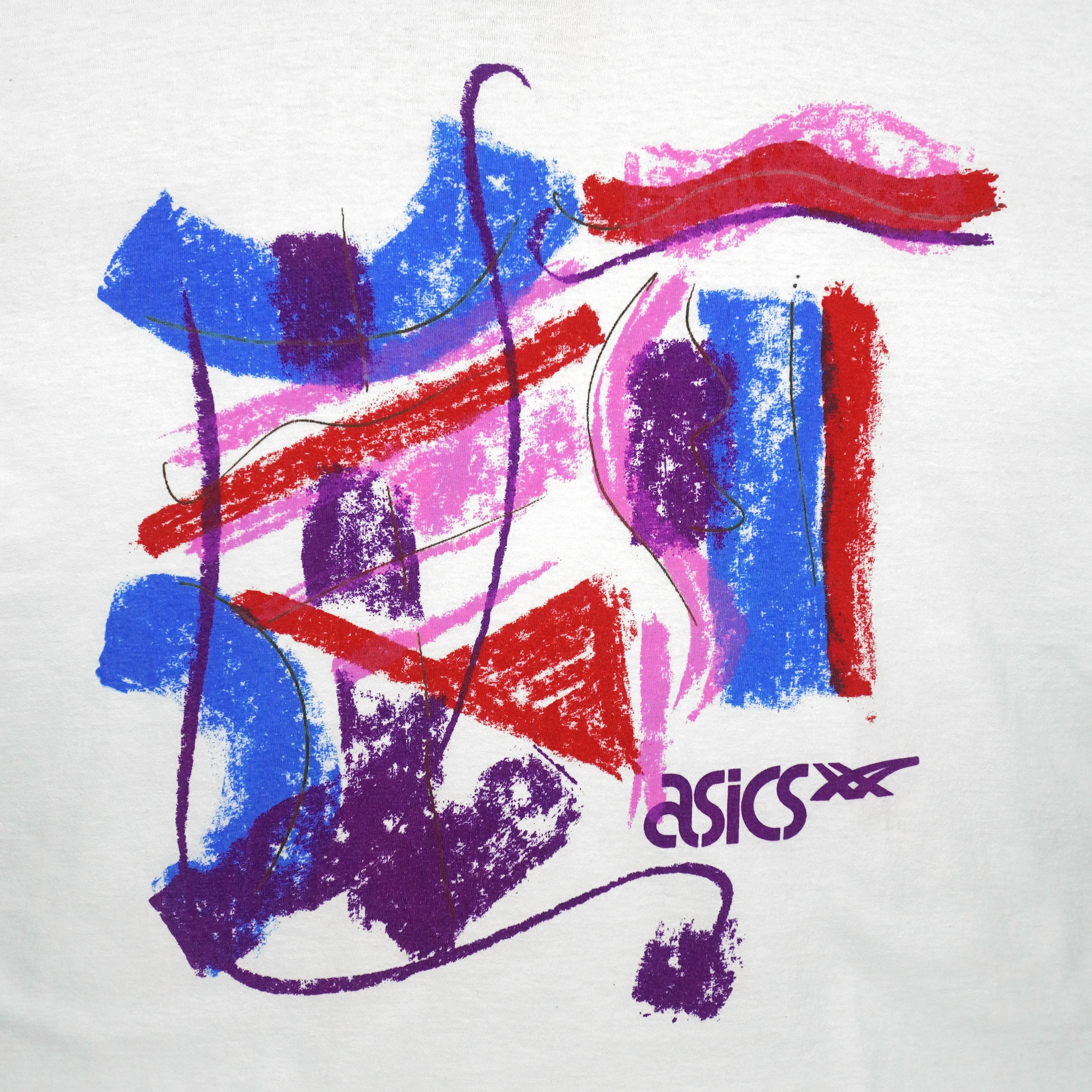 Asics - Abstract Pattern Single Stitch T-Shirt 1990s OSFA/X-Large - Image 3