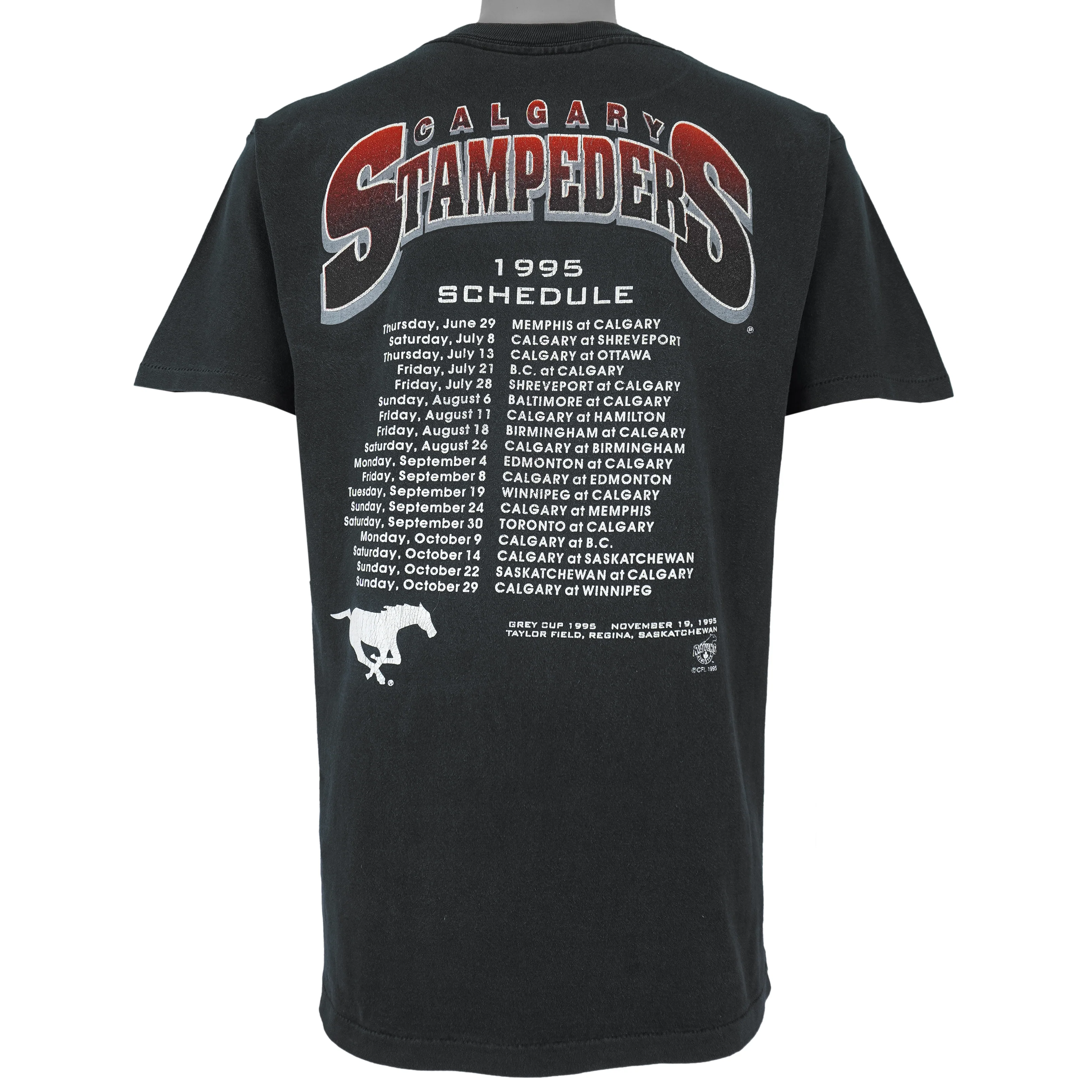CFL (Watson's) - Calgary Stampeders Helmet T-Shirt 1995 Large - Image 2