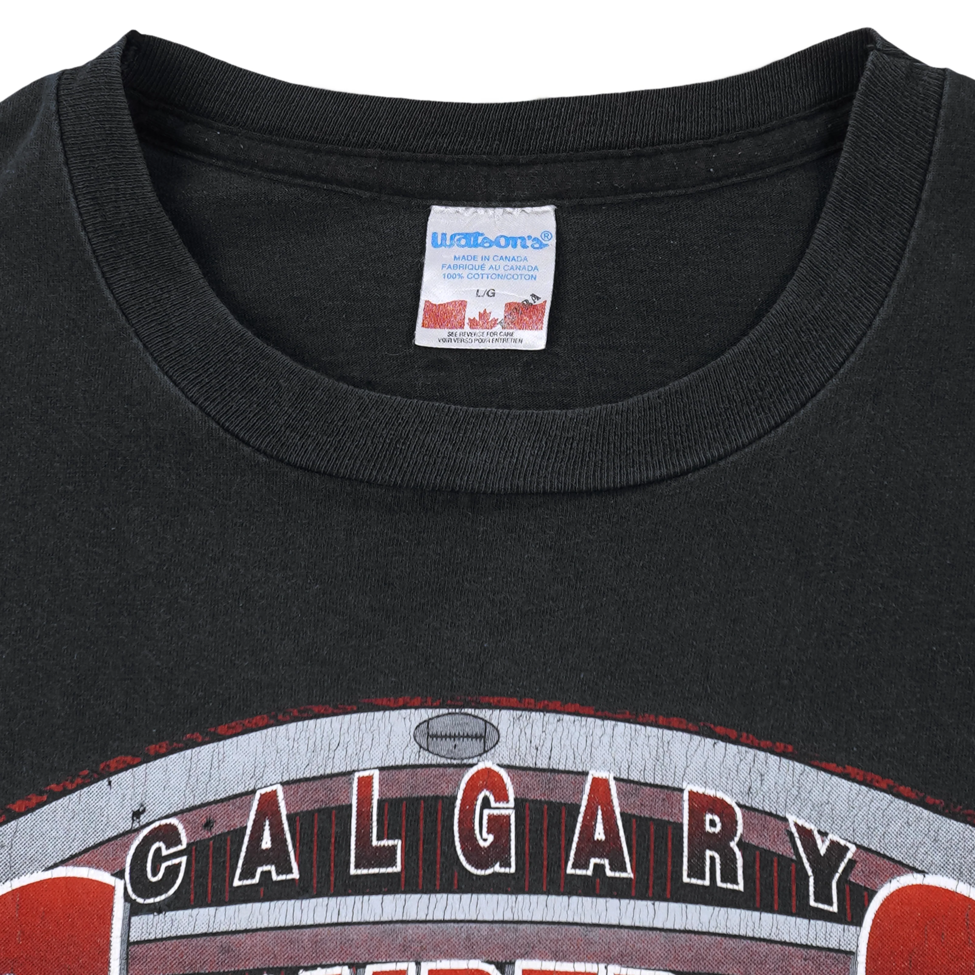 CFL (Watson's) - Calgary Stampeders Helmet T-Shirt 1995 Large - Image 5