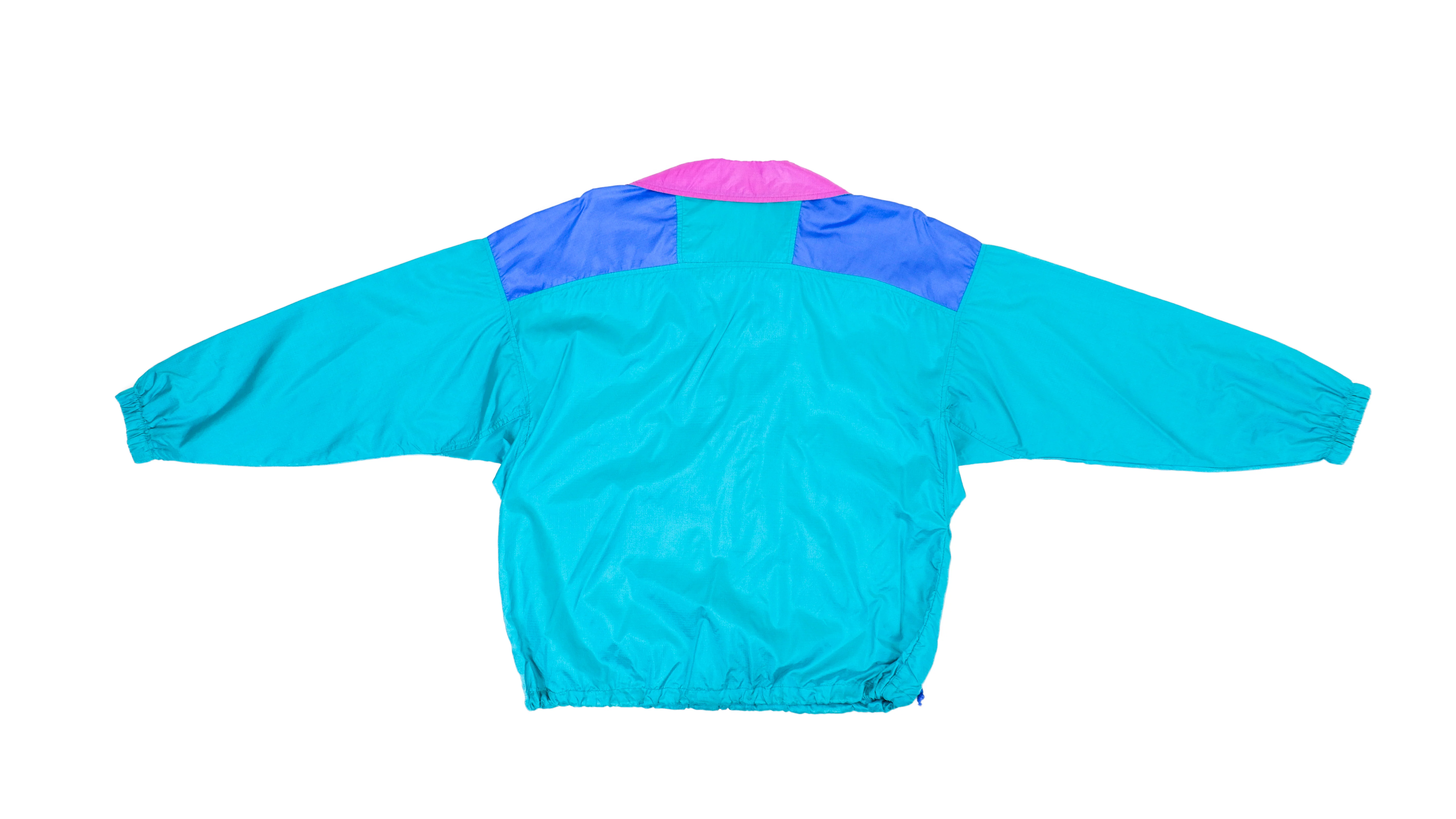 Columbia - Blue & Pink 1/4 Zip Windbreaker 1990s Medium - Image 2