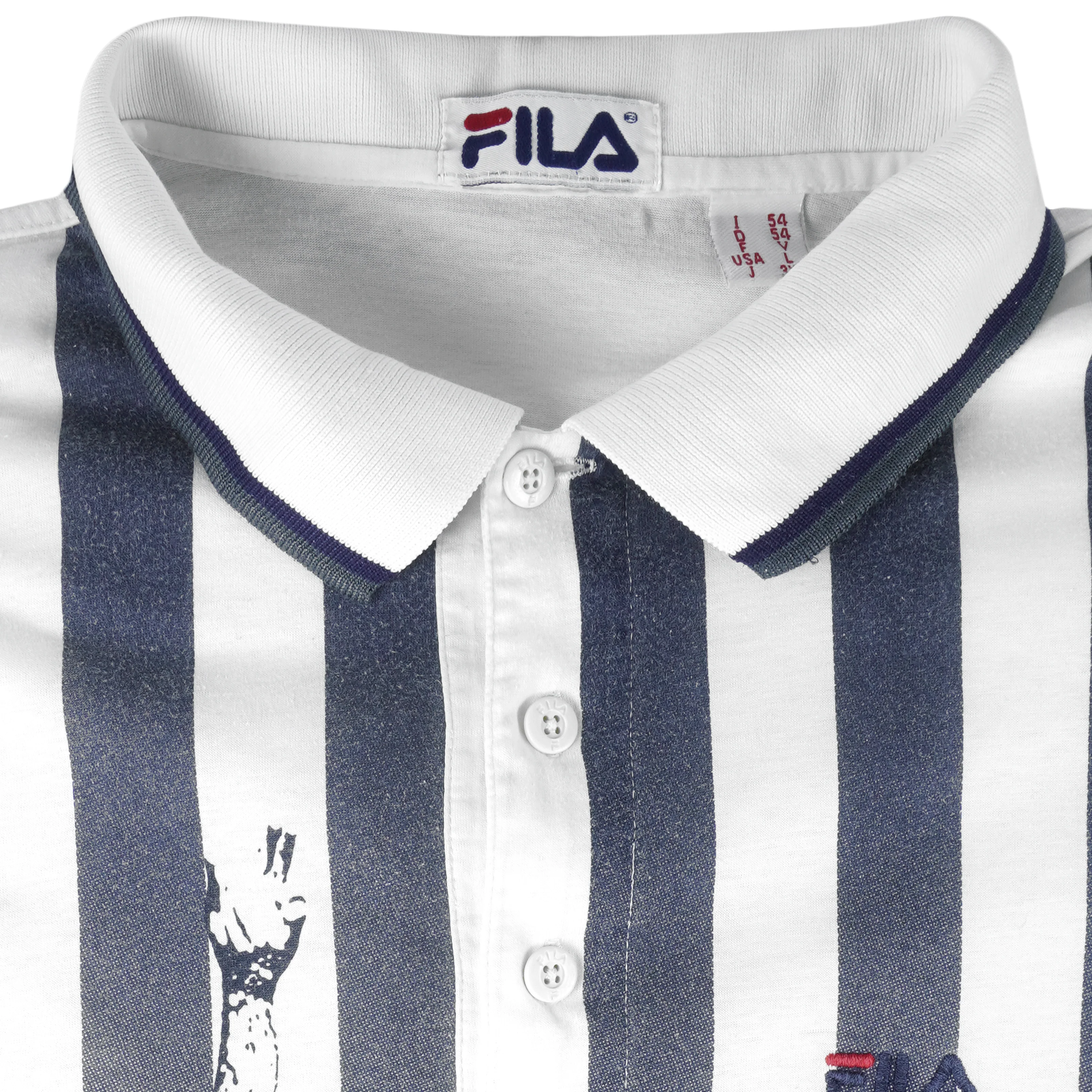 FILA - Blue & White Tennis Polo T-Shirt 1990s Large - Image 4