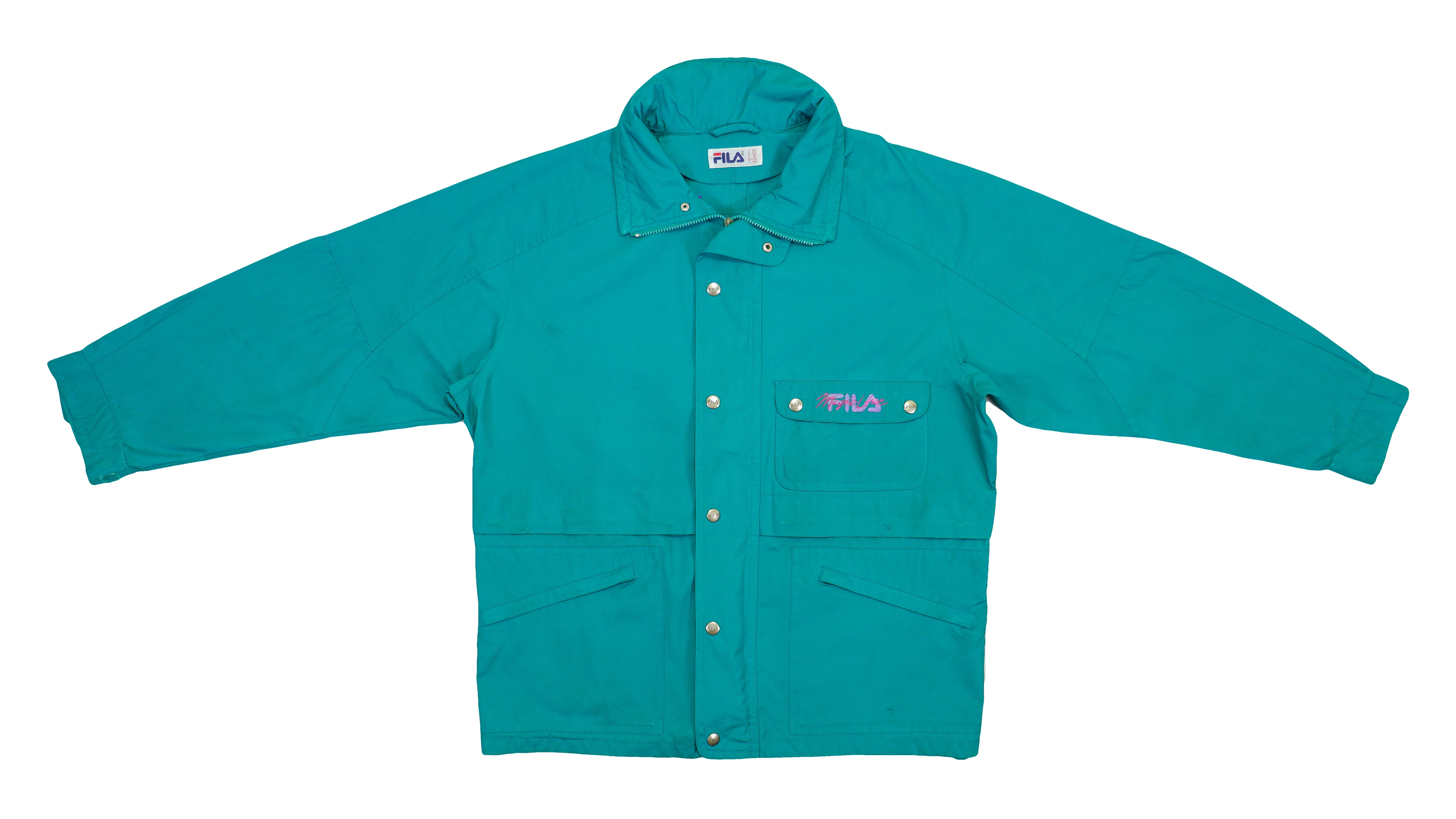 FILA - Green Denim Jacket 1990s X-Large