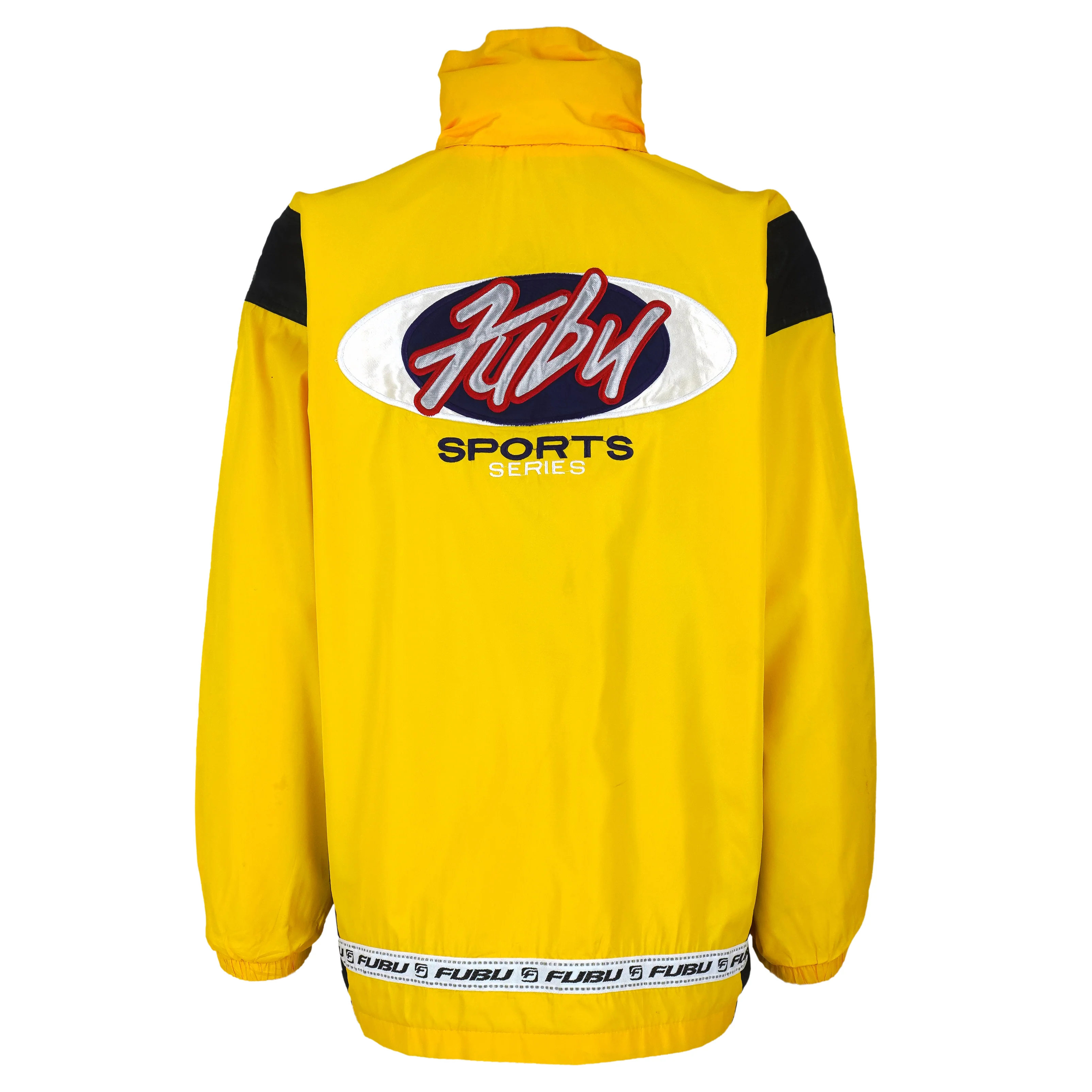 FUBU - Yellow Sports Series Hooded Jacket 1990s Large