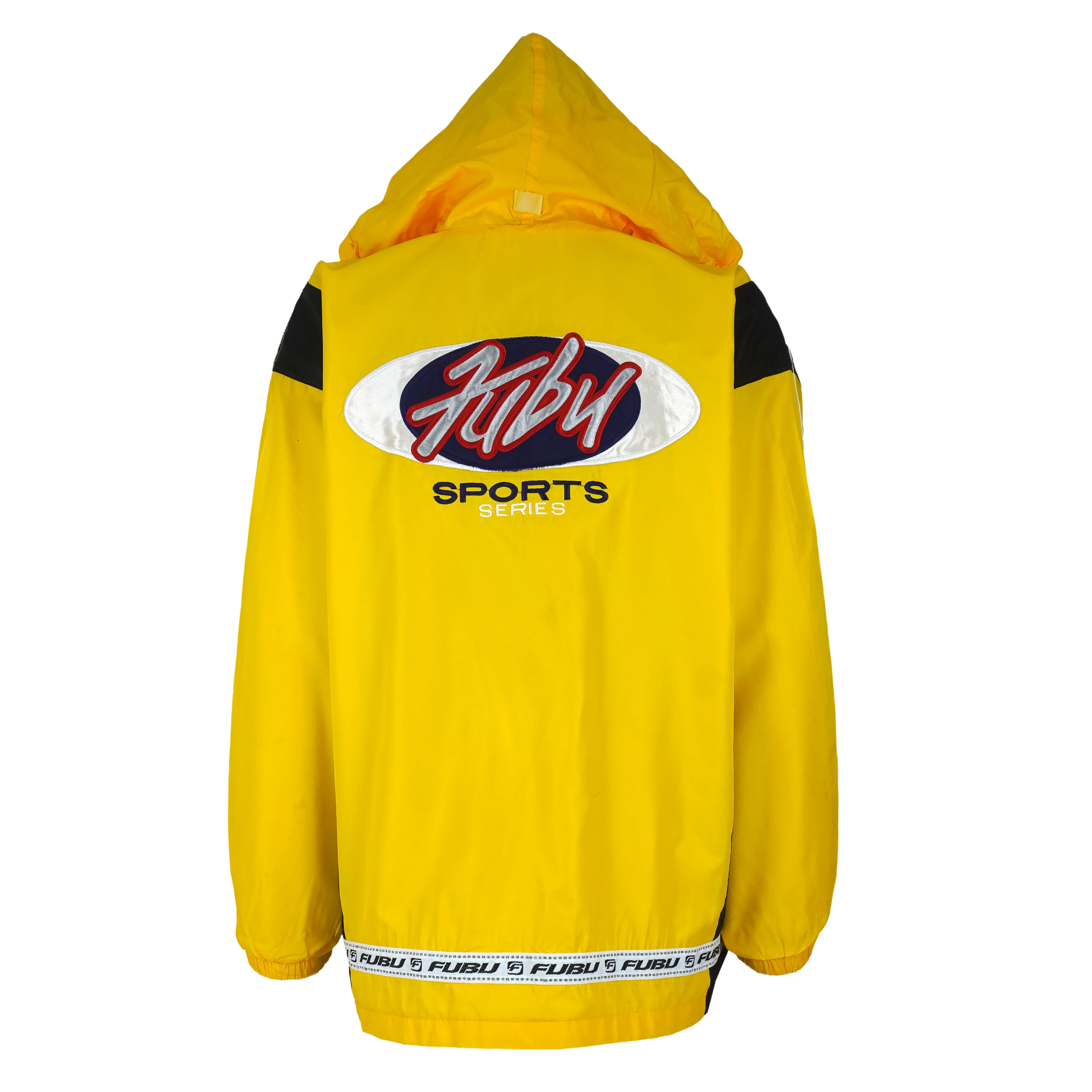 FUBU - Yellow Sports Series Hooded Jacket 1990s Large - Image 2