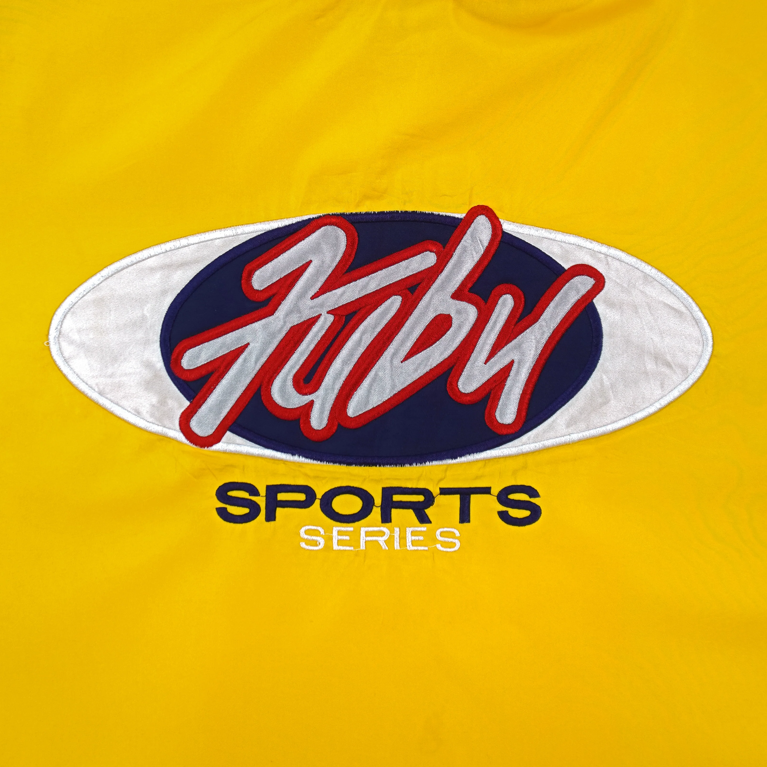 FUBU - Yellow Sports Series Hooded Jacket 1990s Large - Image 5