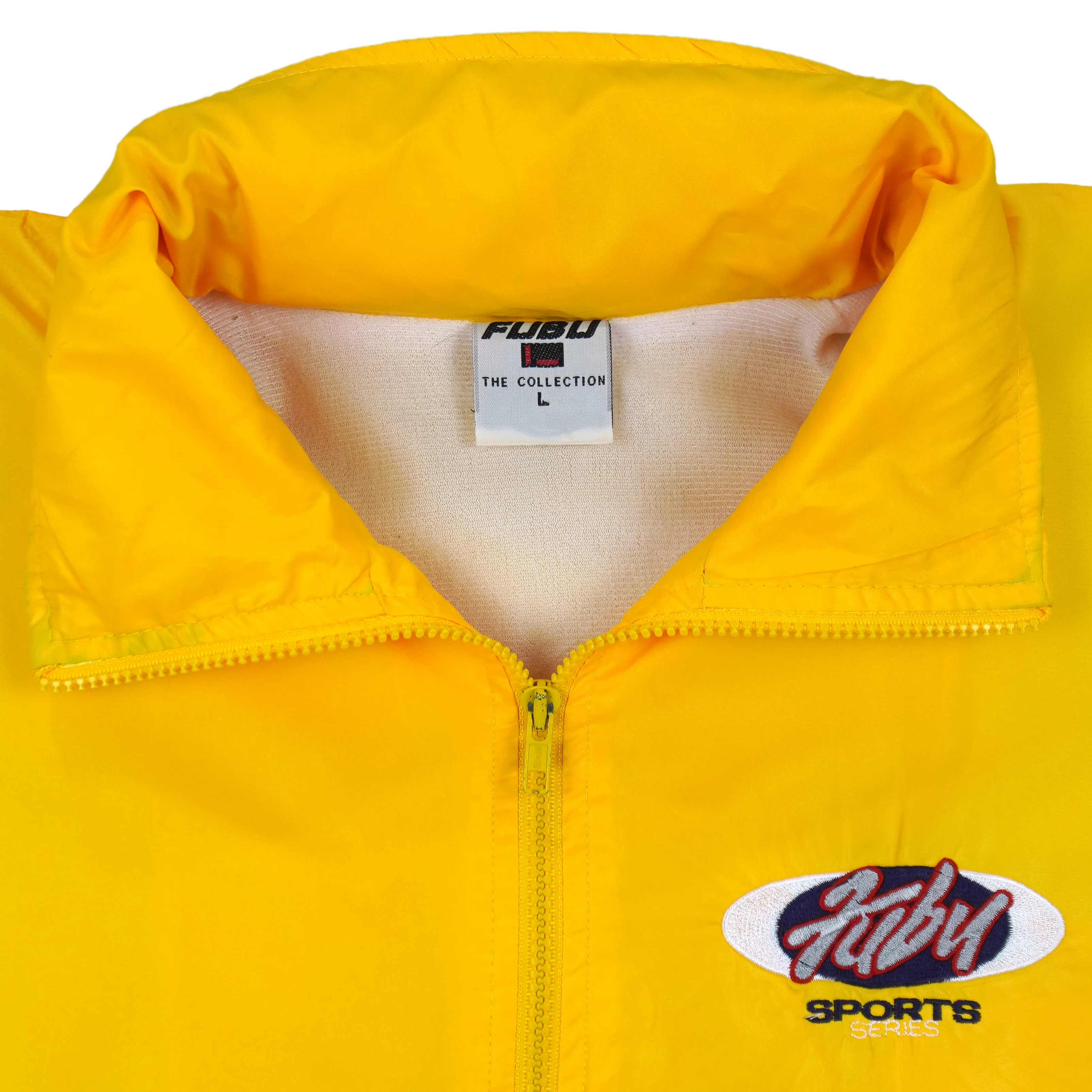 FUBU - Yellow Sports Series Hooded Jacket 1990s Large - Image 7