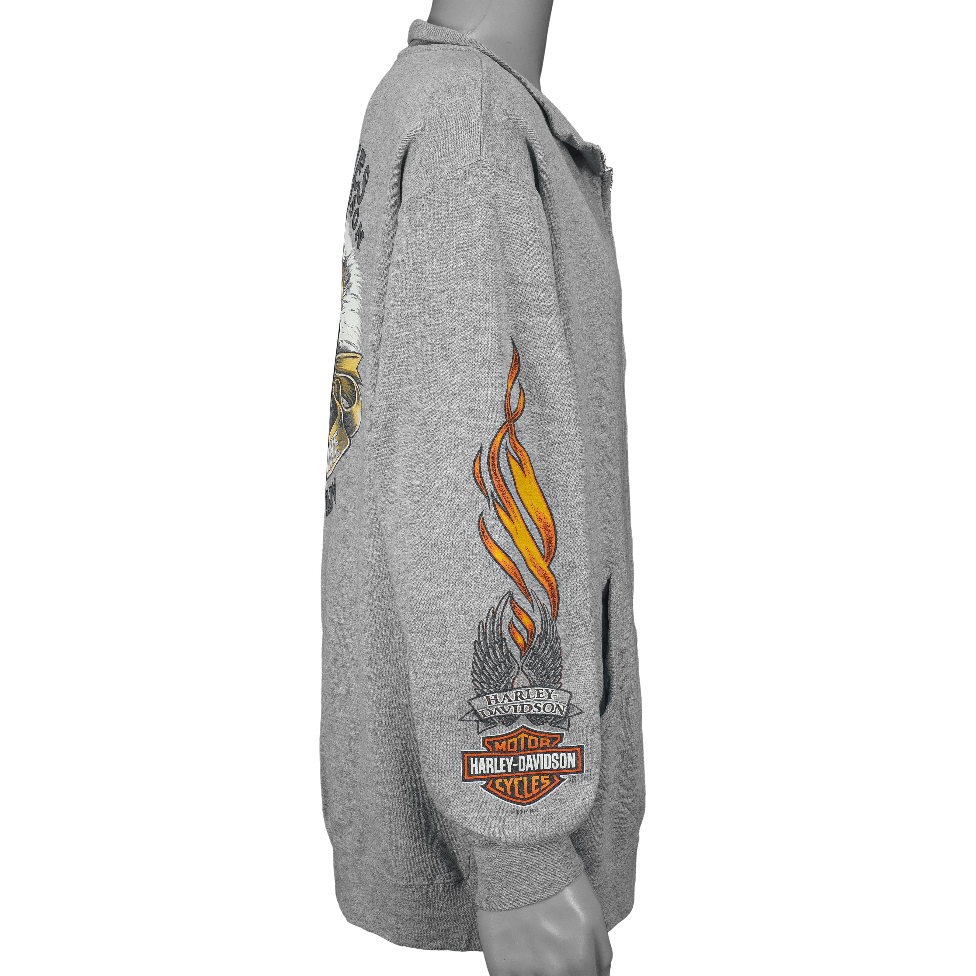 Harley Davidson - Twin Cities Spell-Out Zip-Up Sweatshirt 2007 X-Large - Image 4