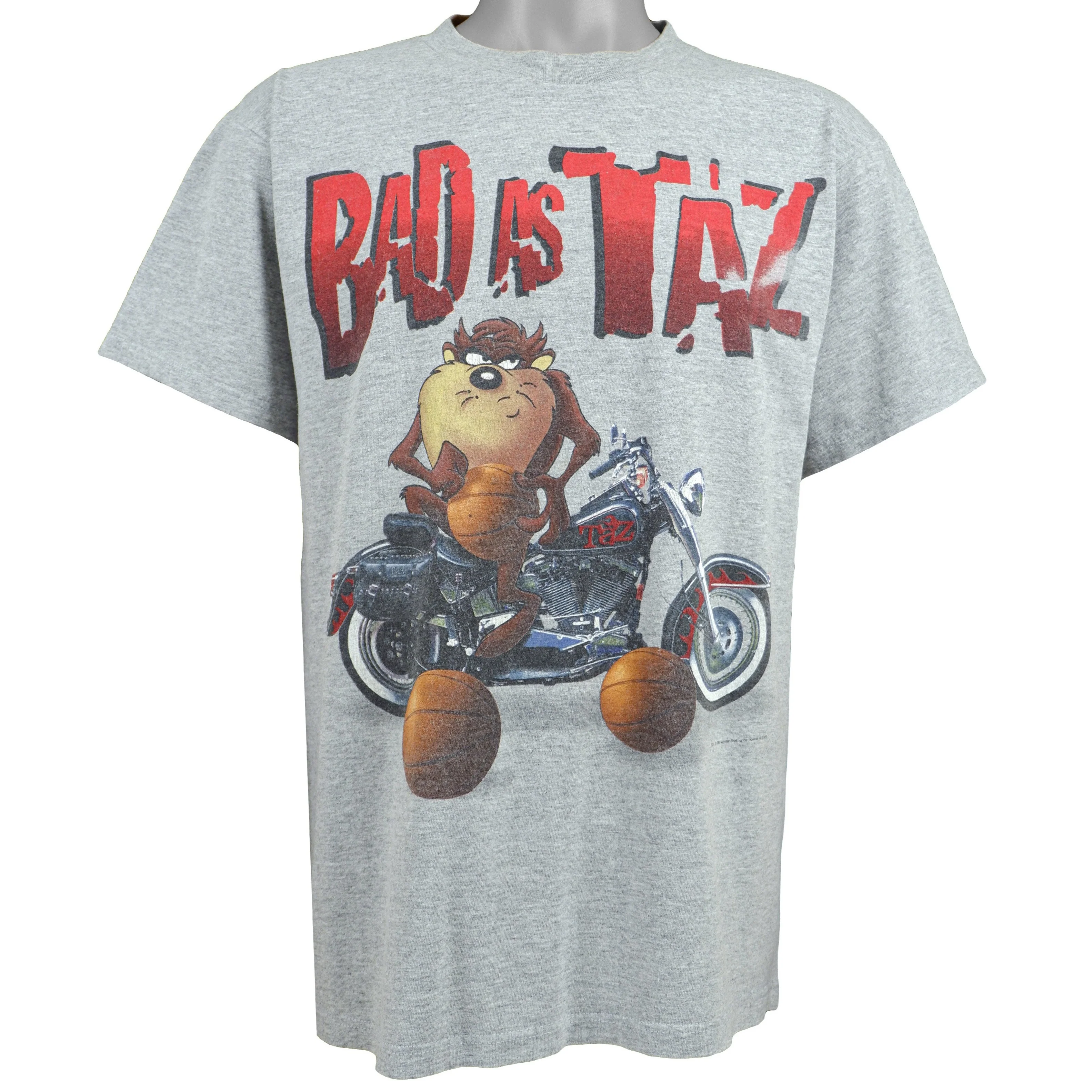 Vintage (Looney Tunes) - Grey Bad as Taz T-Shirt 1990s Large