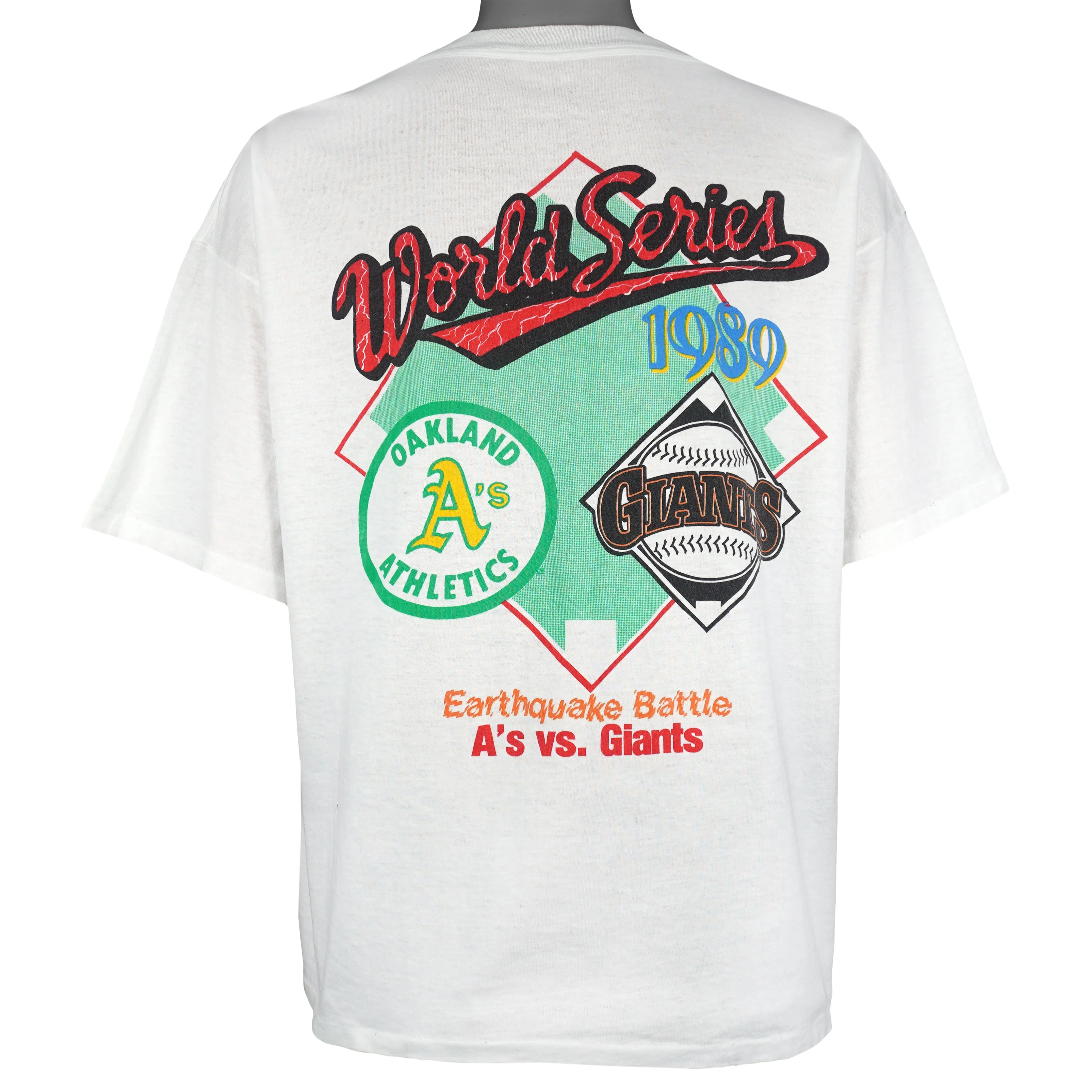 MLB - Bay Bridge Series Athletics VS Giants Earthquake Survivors T-Shirt 1989 Large - Image 2