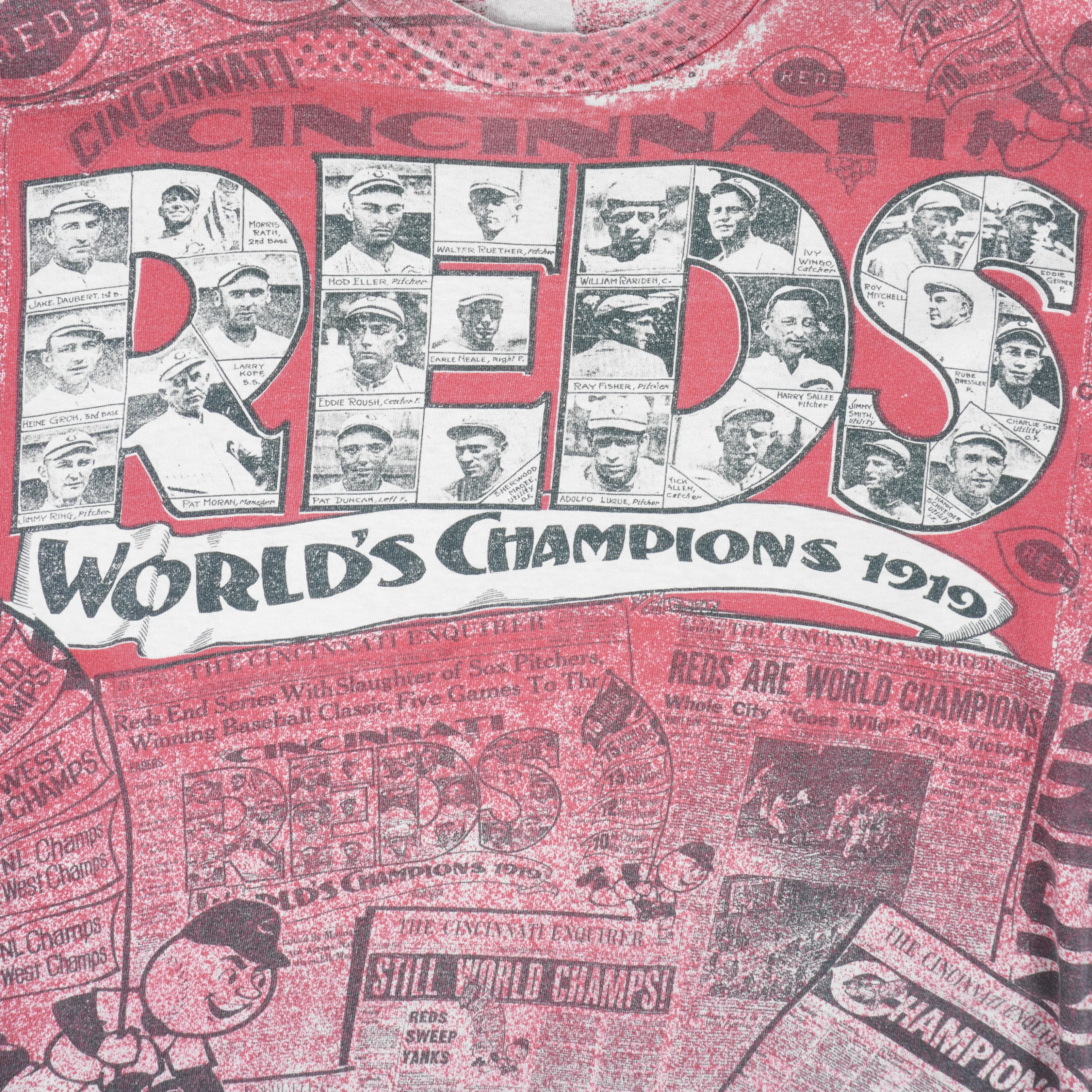 MLB - Cincinnati Reds World Champions All Over Print T-Shirt 1990s Large - Image 3
