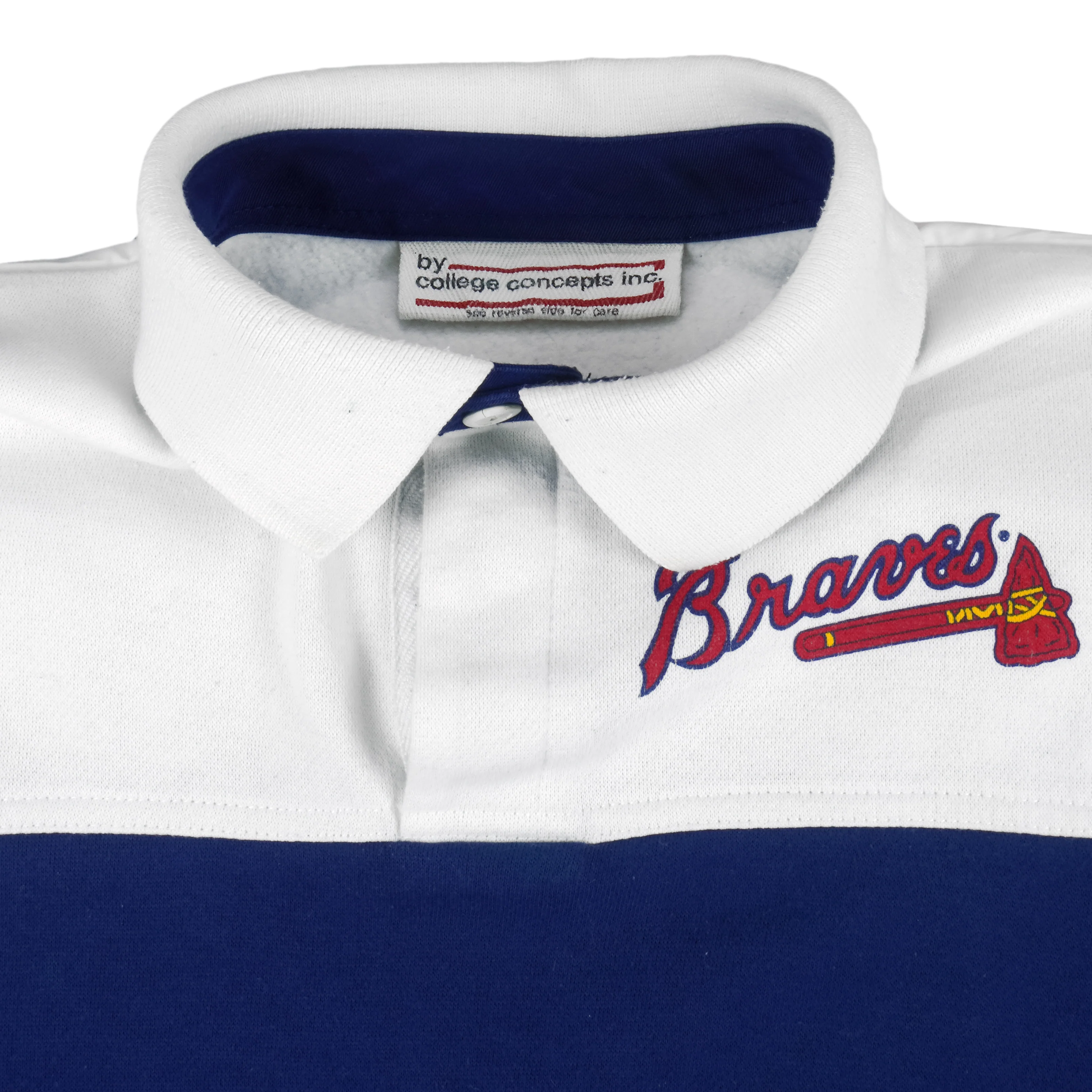 MLB (College Concepts Inc.) - Atlanta Braves Button Up Sweatshirt 1990s Large - Image 4