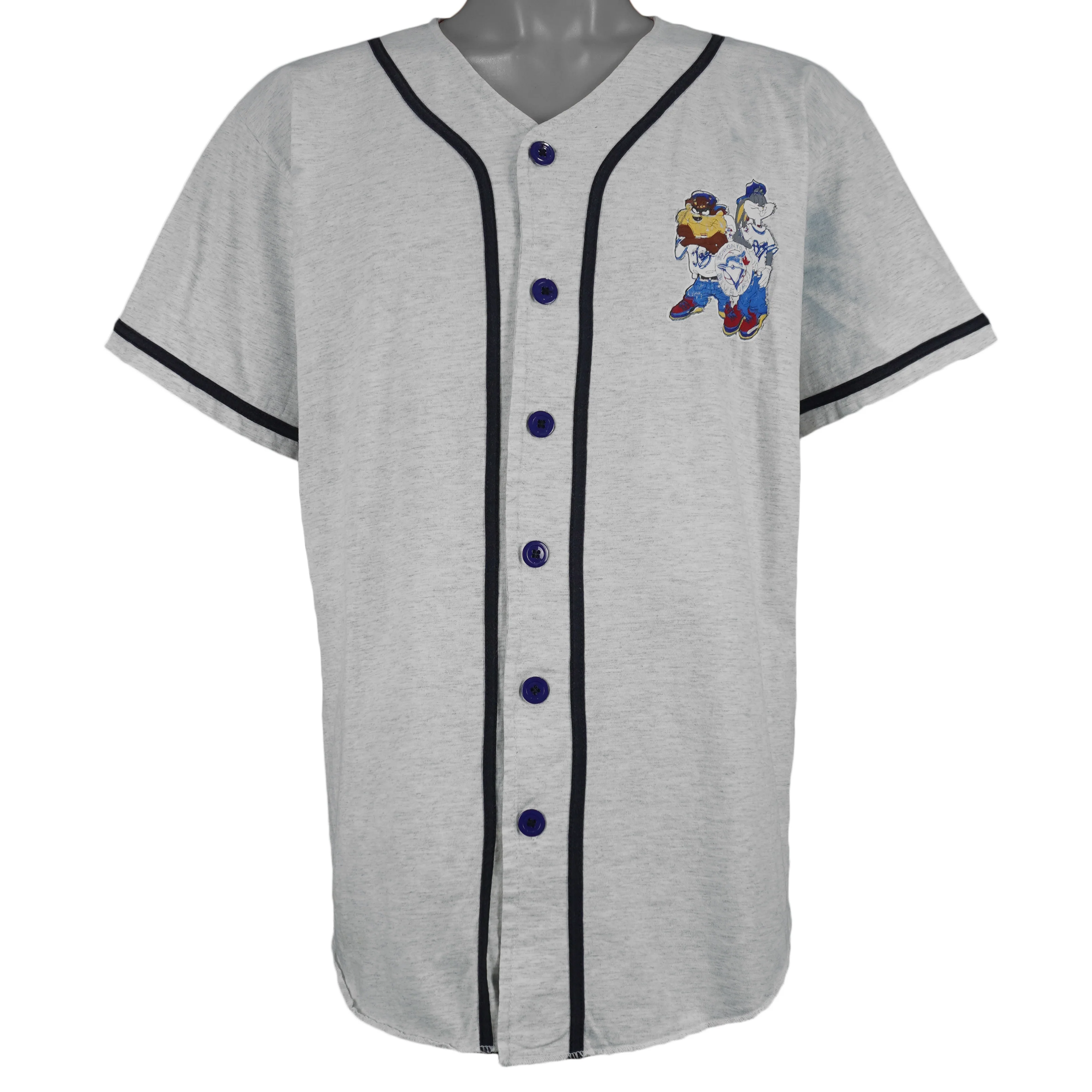 MLB - Grey Toronto Blue Jays X Looney Tunes T-Shirt 1990s Large - Image 2