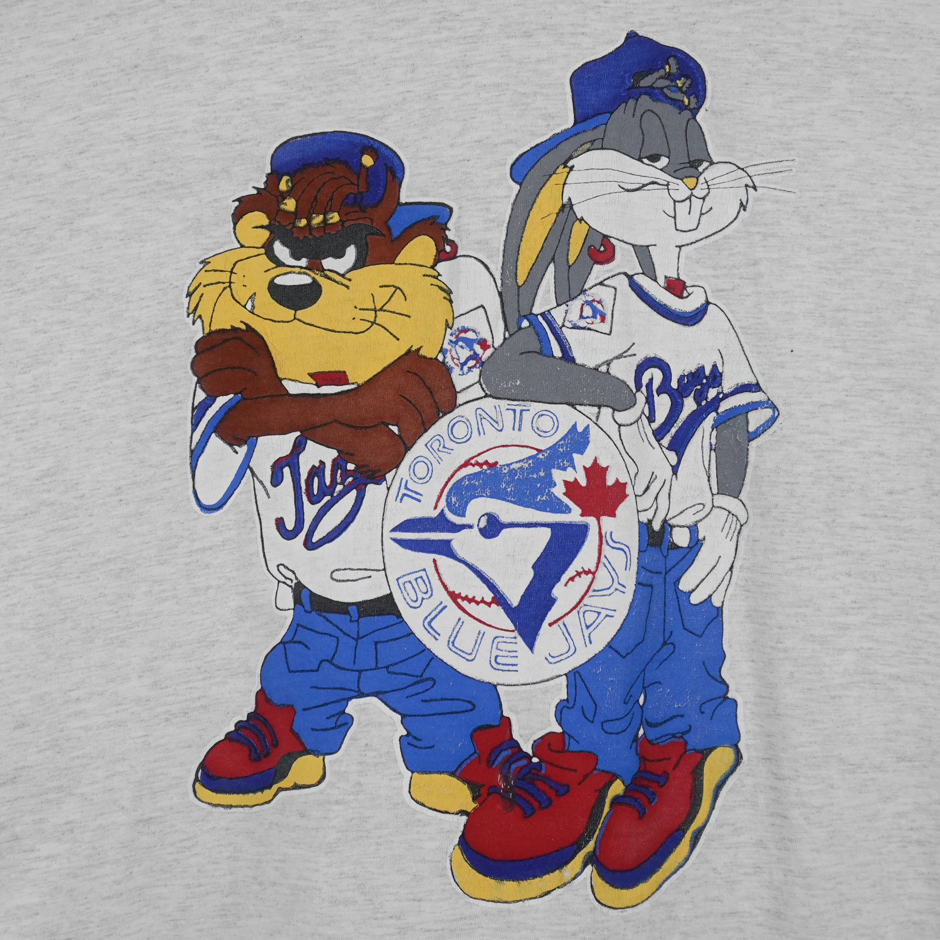 MLB - Grey Toronto Blue Jays X Looney Tunes T-Shirt 1990s Large - Image 5