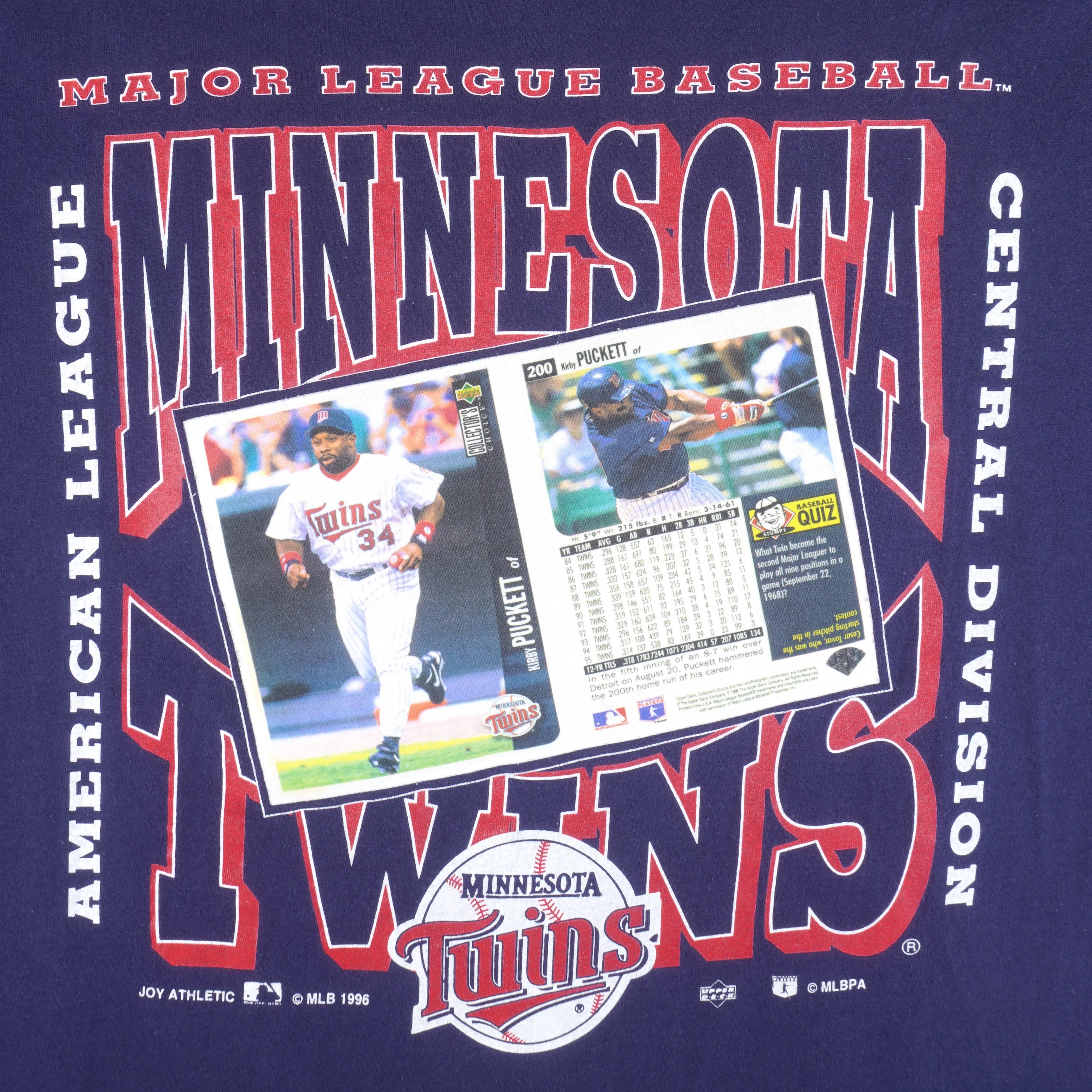 MLB (Joy Athletic) - Minnesota Twins Kirby Puckett Player's Stat T-Shirt 1996 Large - Image 3