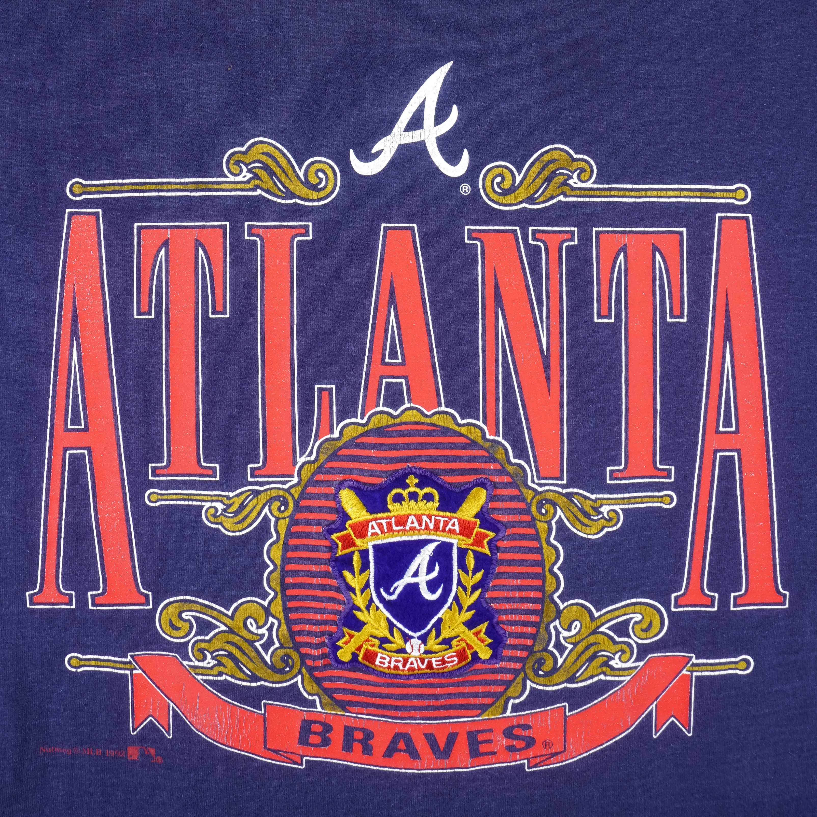 MLB (Nutmeg) - Atlanta Braves Big Logo T-Shirt 1992 X-Large - Image 3