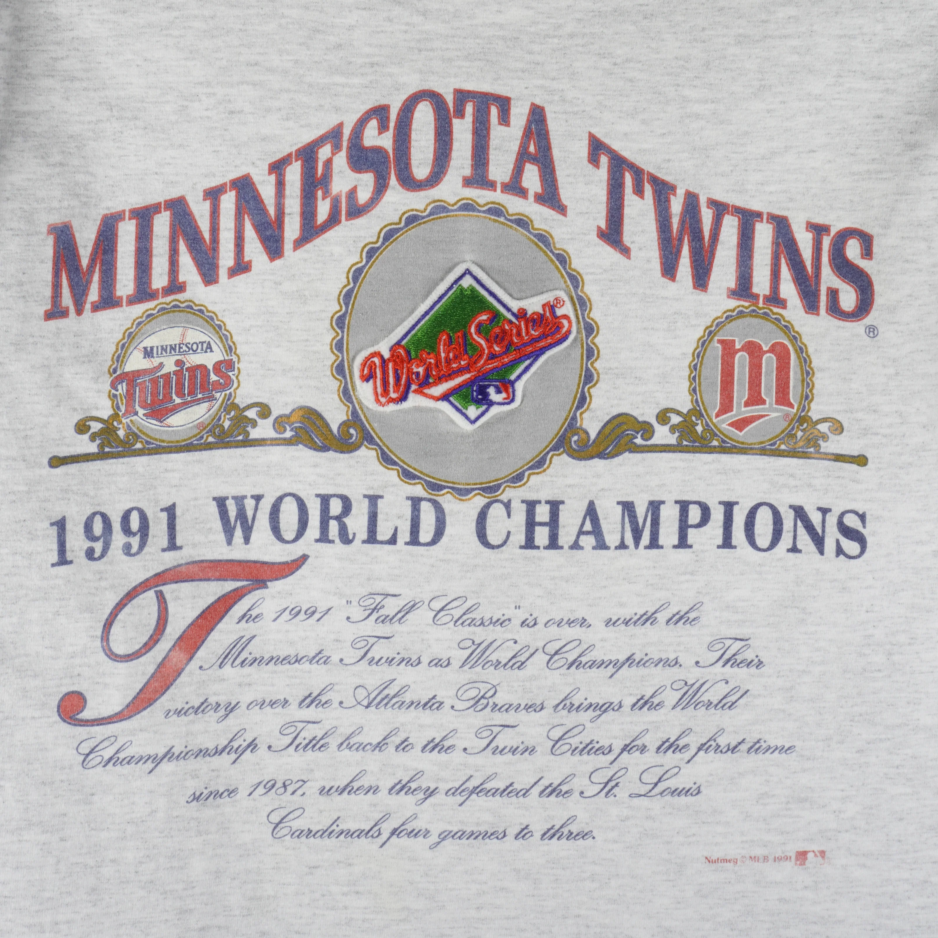 MLB (Nutmeg) - Minnesota Twins World Series Champions T-Shirt 1991 Large - Image 3