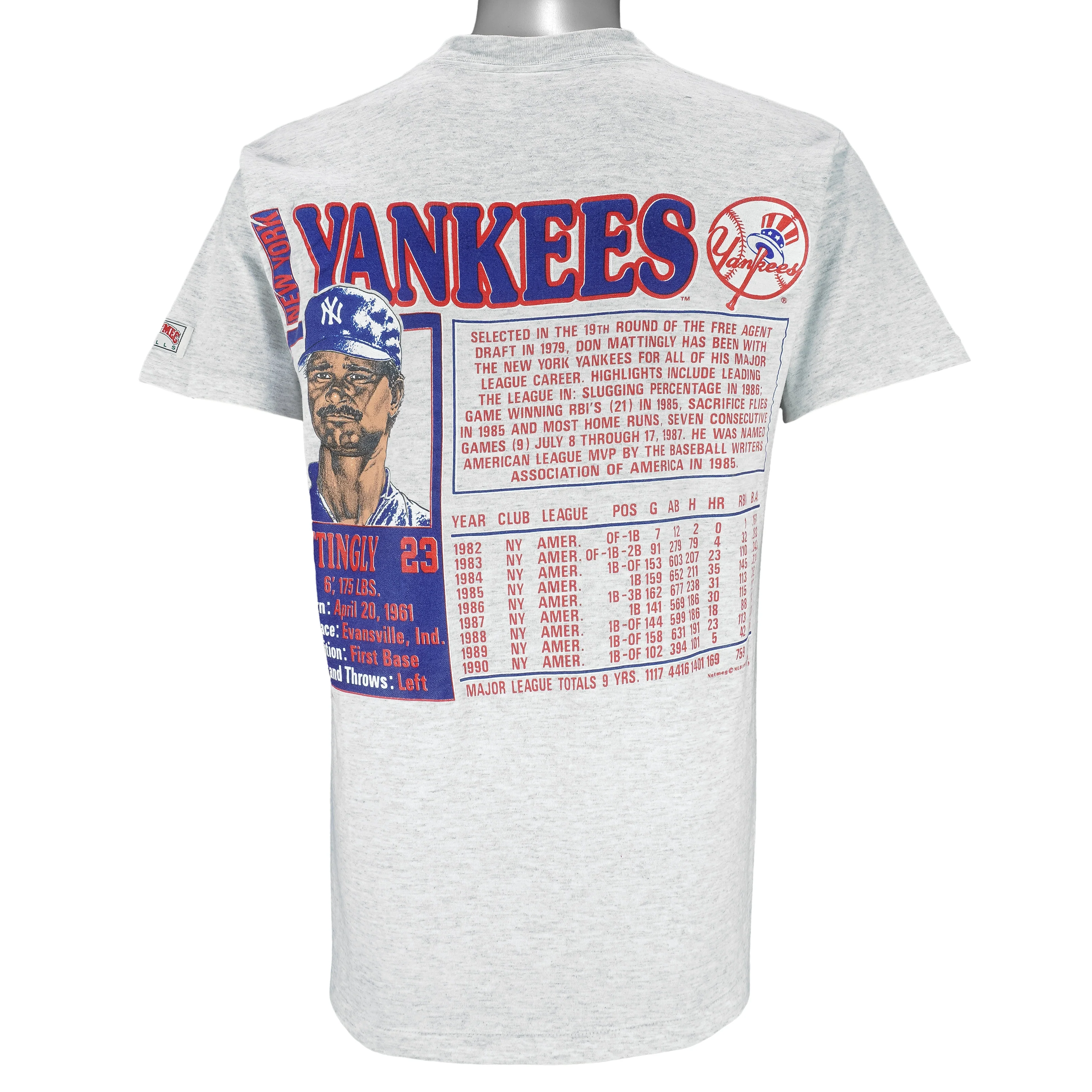 MLB (Nutmeg) - New York Yankees Don Mattingly MVP T-Shirt 1990 Large - Image 2