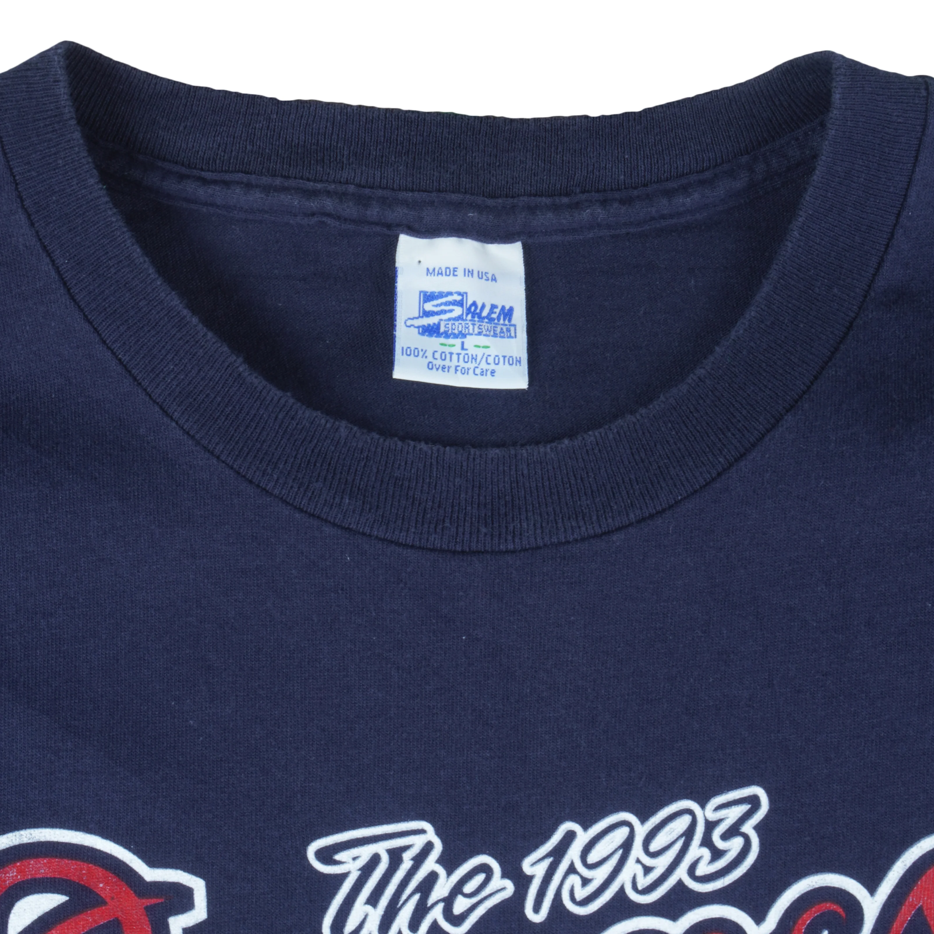 MLB (Salem) - Atlanta Braves Back to Back to Back Single Stitch T-Shirt 1993 Large - Image 4
