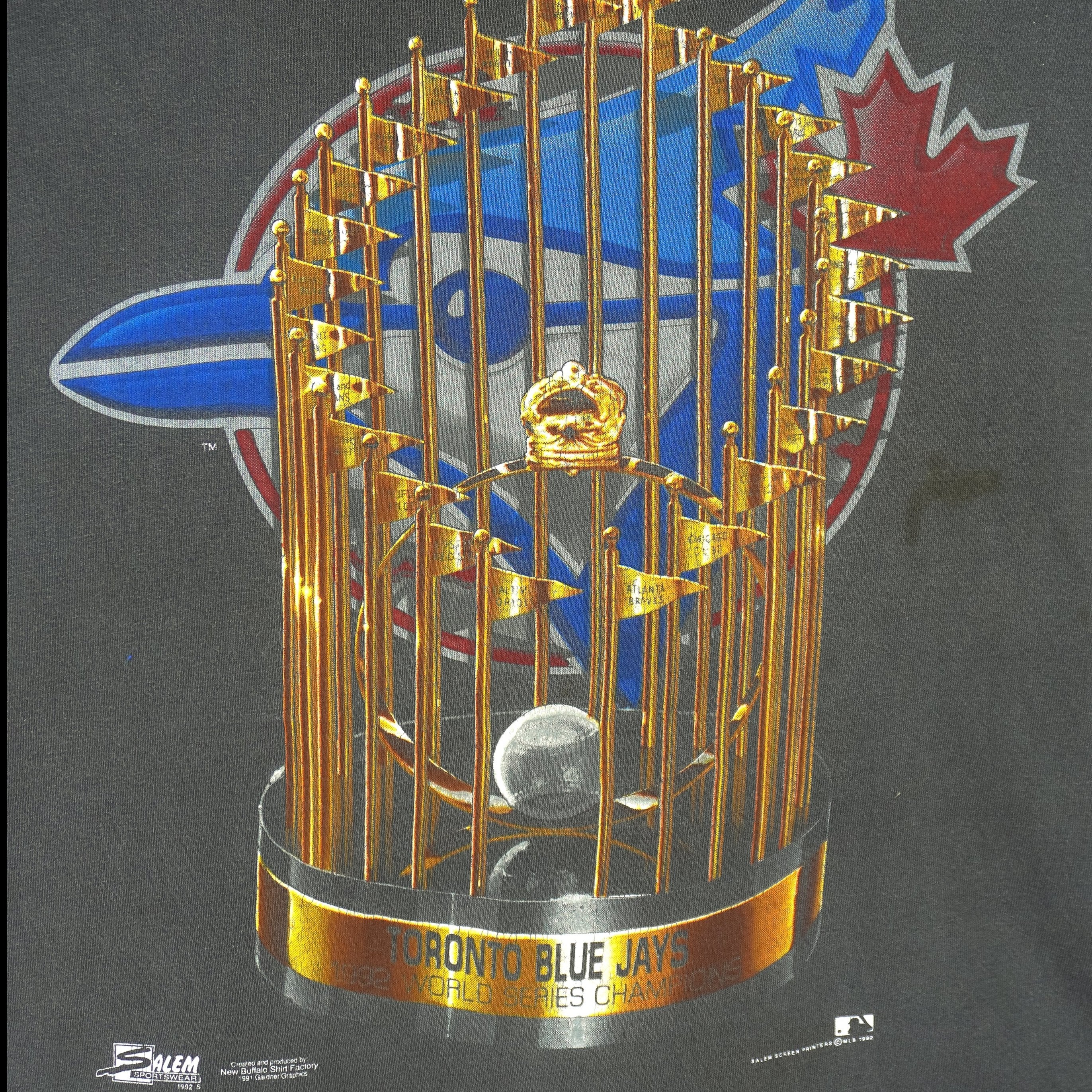 MLB (Salem) - Toronto Blue Jays Champions Trophy T-Shirt 1992 Large - Image 3