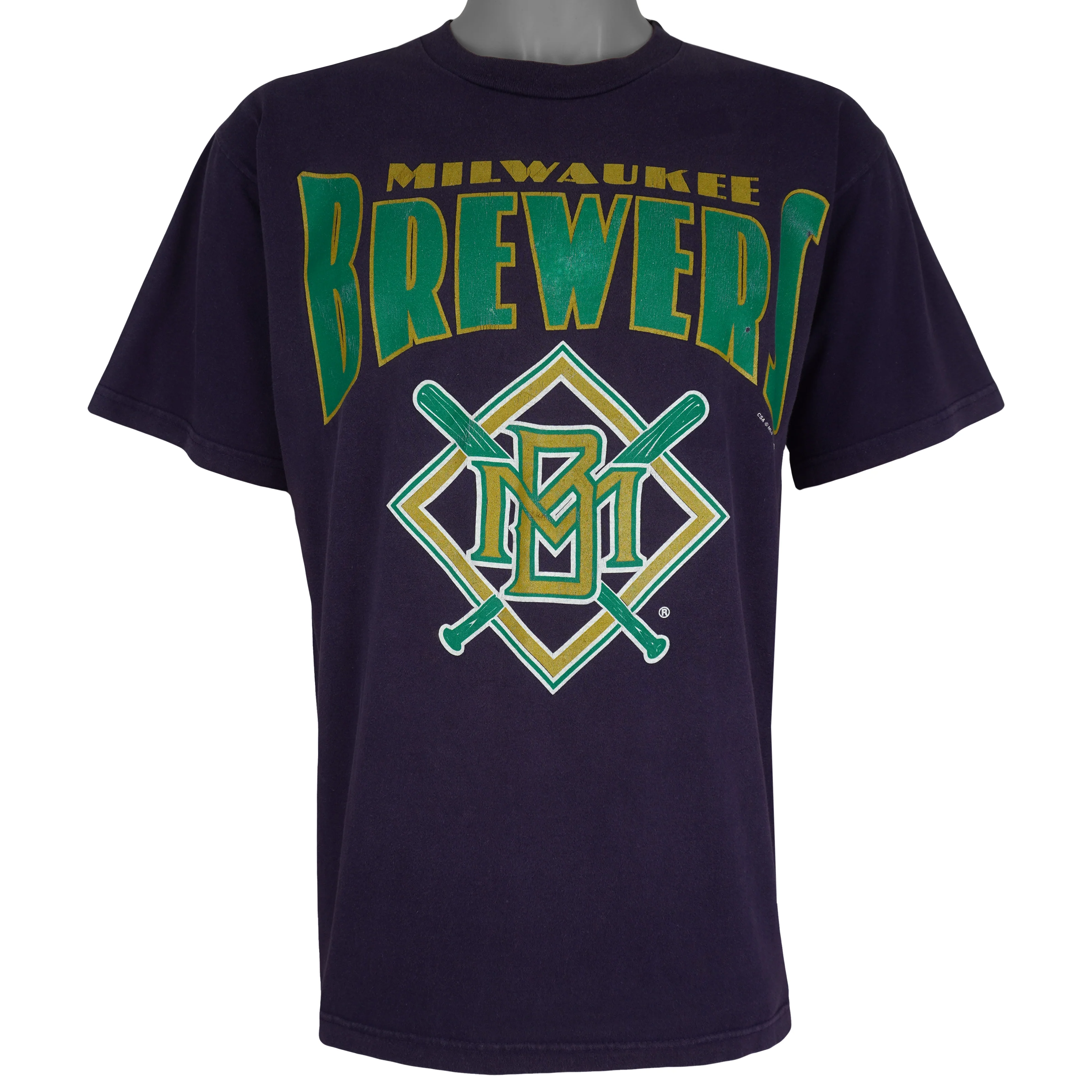 MLB (Tour Champ) - Milwaukee Brewers Big Logo T-Shirt 1996 Large