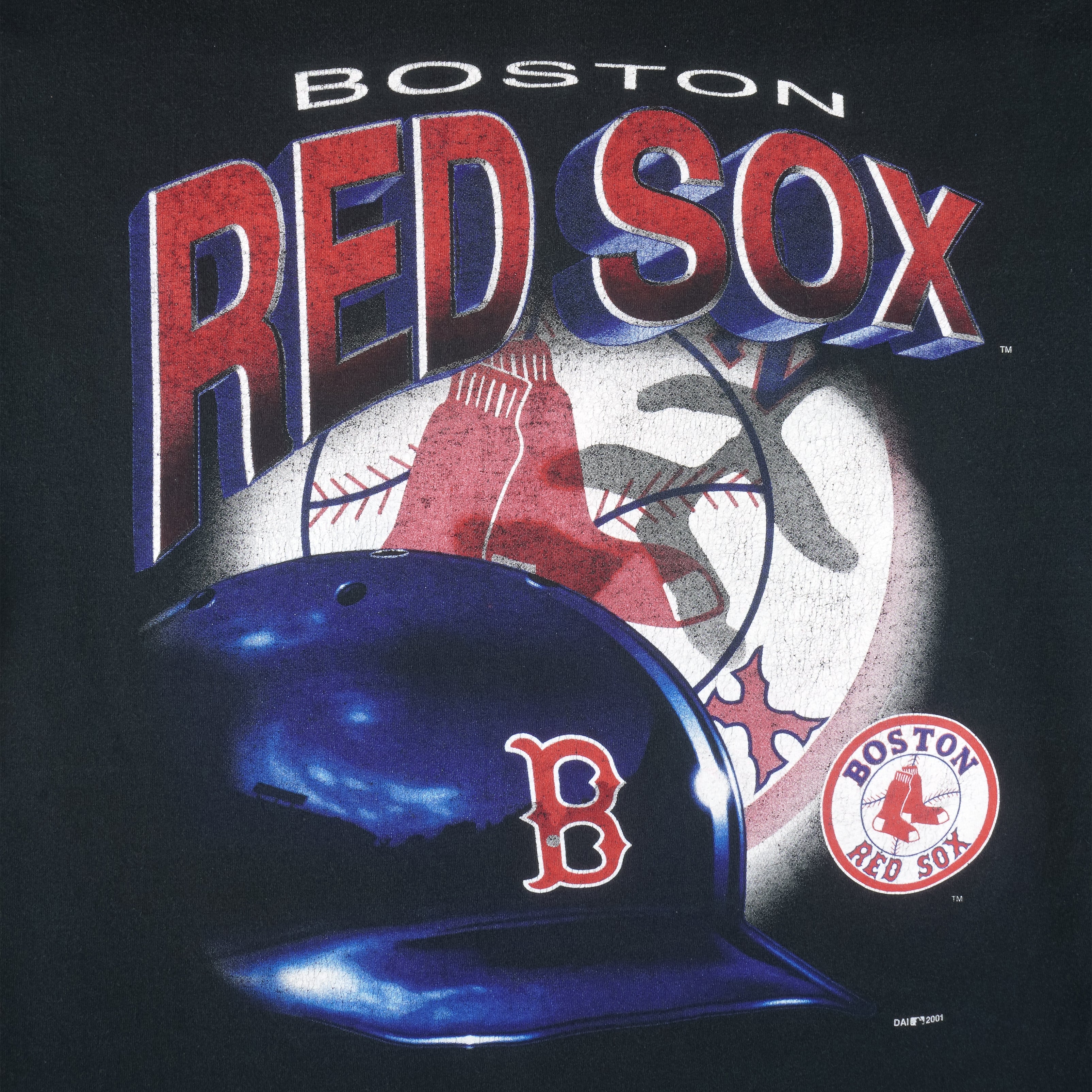 MLB (True Fan) - Boston Red Sox Helmet T-Shirt 2001 Large - Image 3