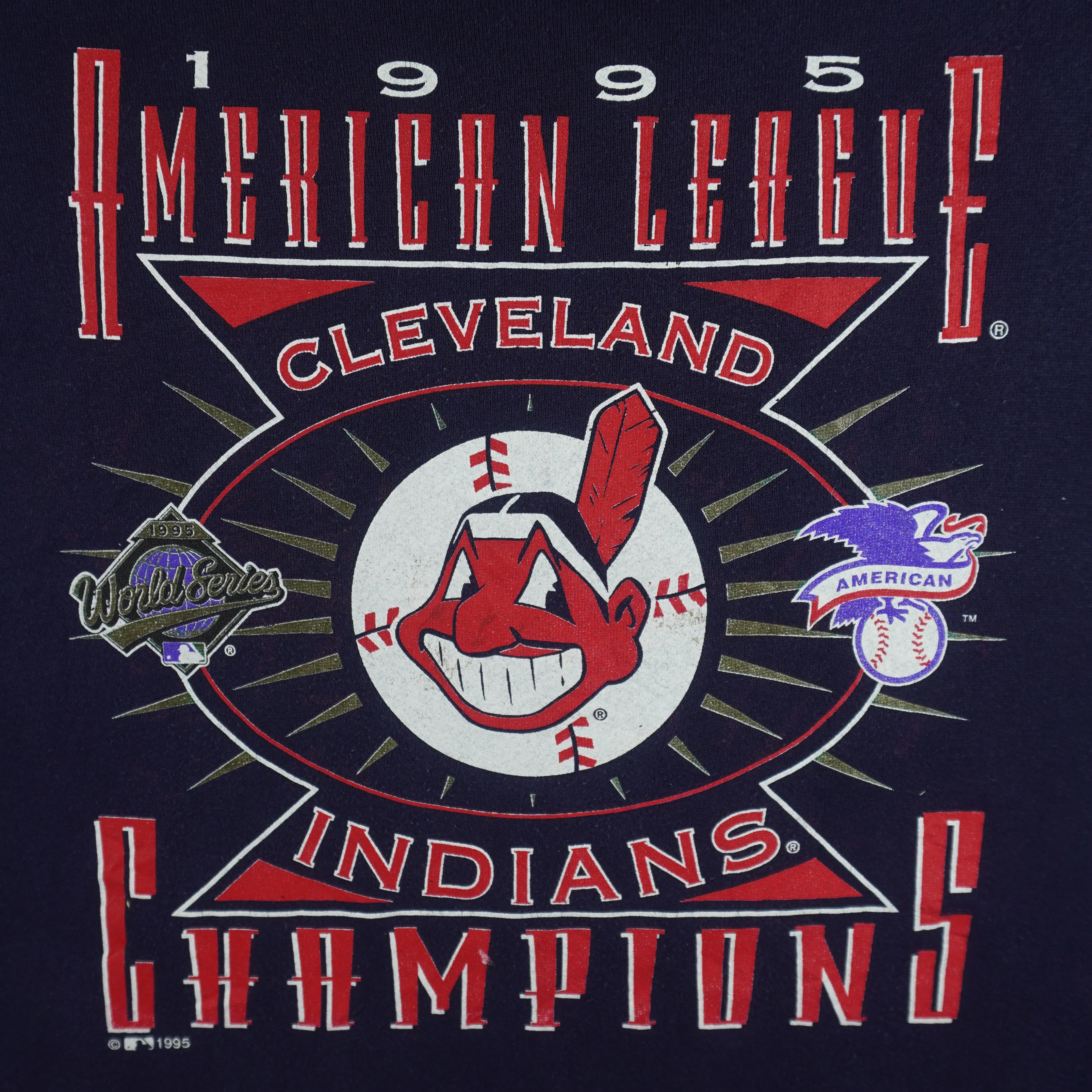 MLB (Tultex) - Cleveland Indians American League Sweatshirt 1995 X-Large - Image 3