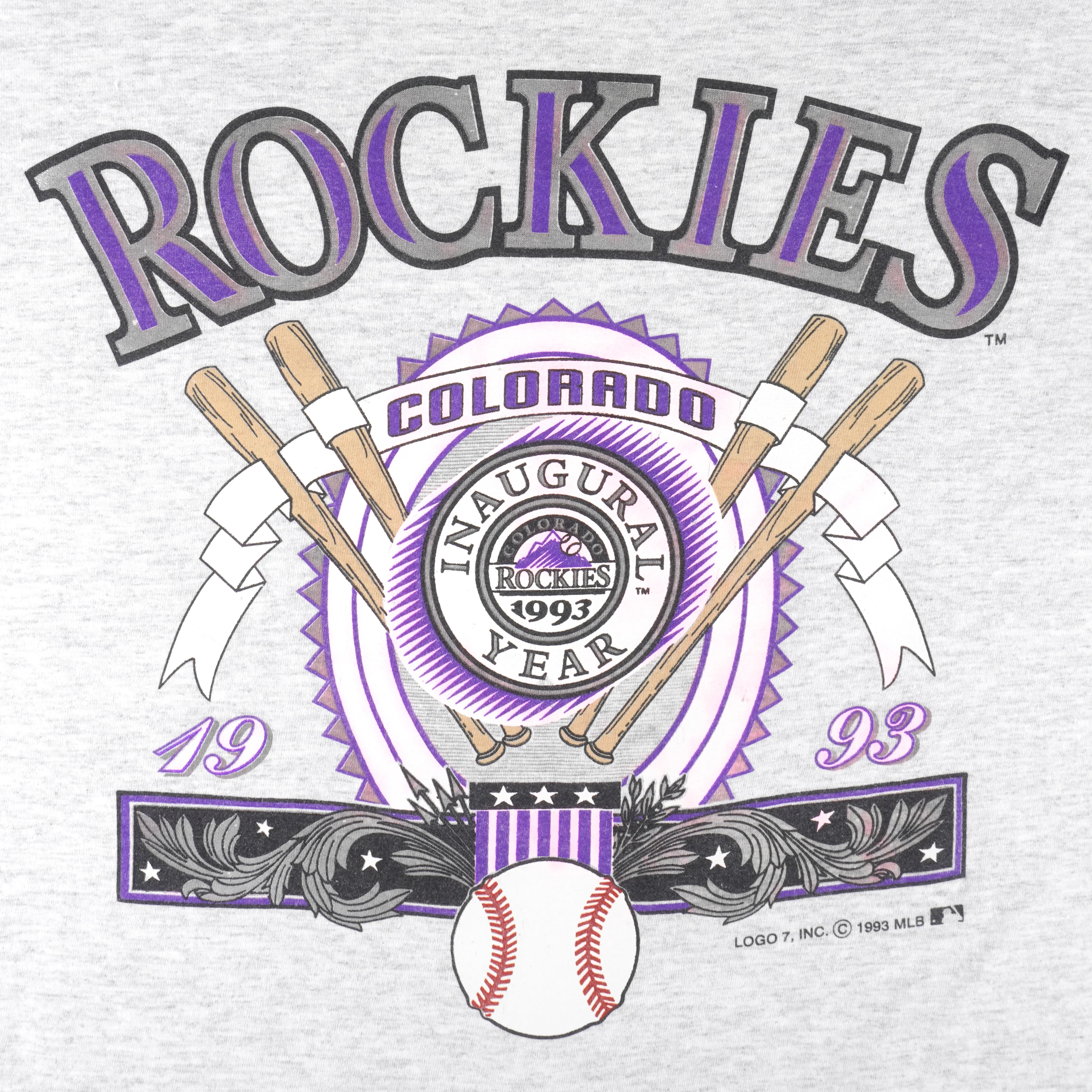MLB (Tultex) - Colorado Rockies Single Stitch T-Shirt 1993 X-Large - Image 3