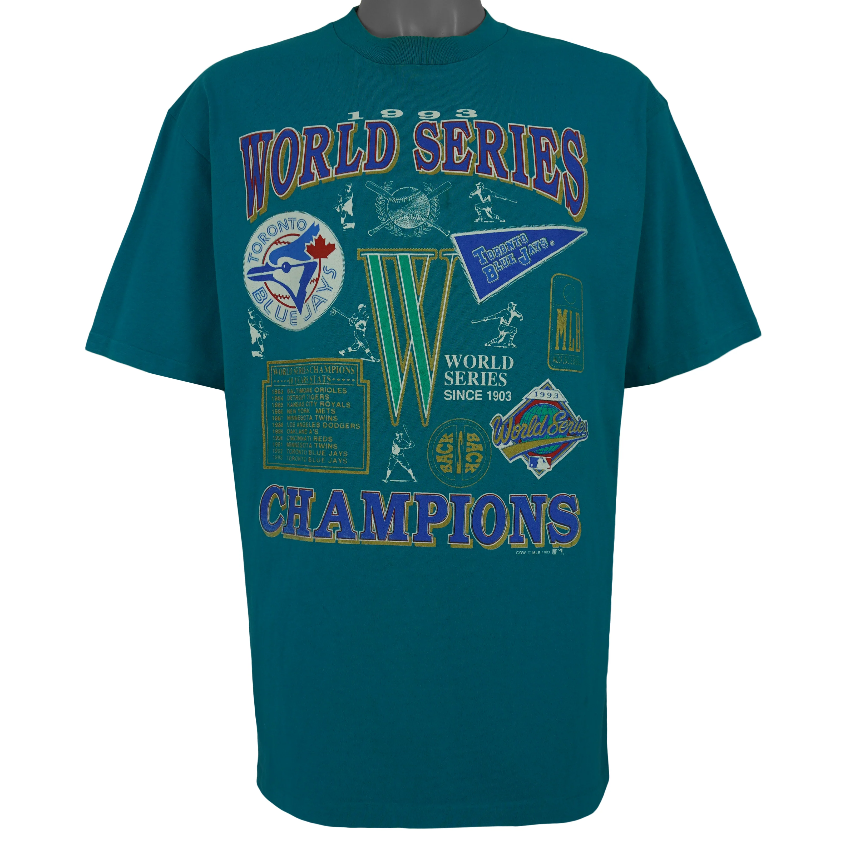 MLB (Waves) - Toronto Blue Jays World Series Champions T-Shirt 1993 Large