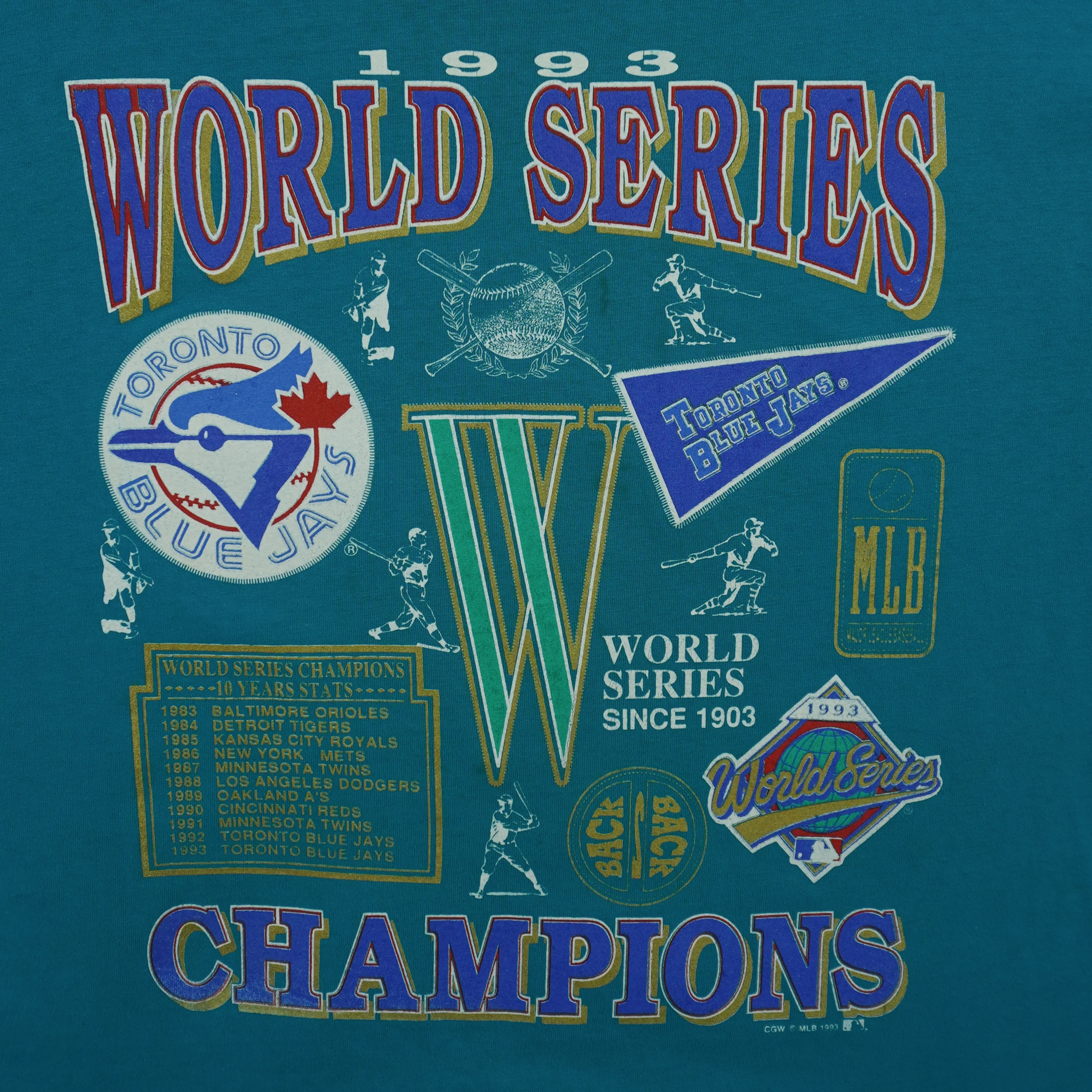 MLB (Waves) - Toronto Blue Jays World Series Champions T-Shirt 1993 Large - Image 3