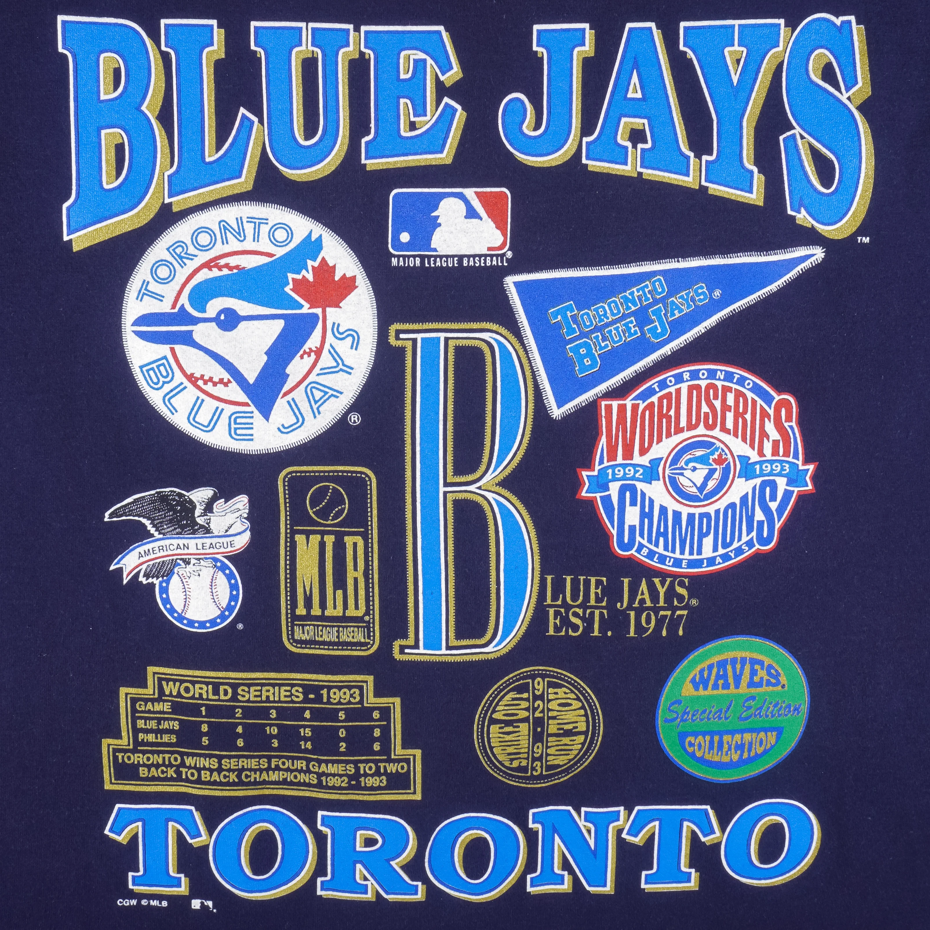 MLB (Waves) - Toronto Blue Jays World Series Champs T-Shirt 1993 Large - Image 3