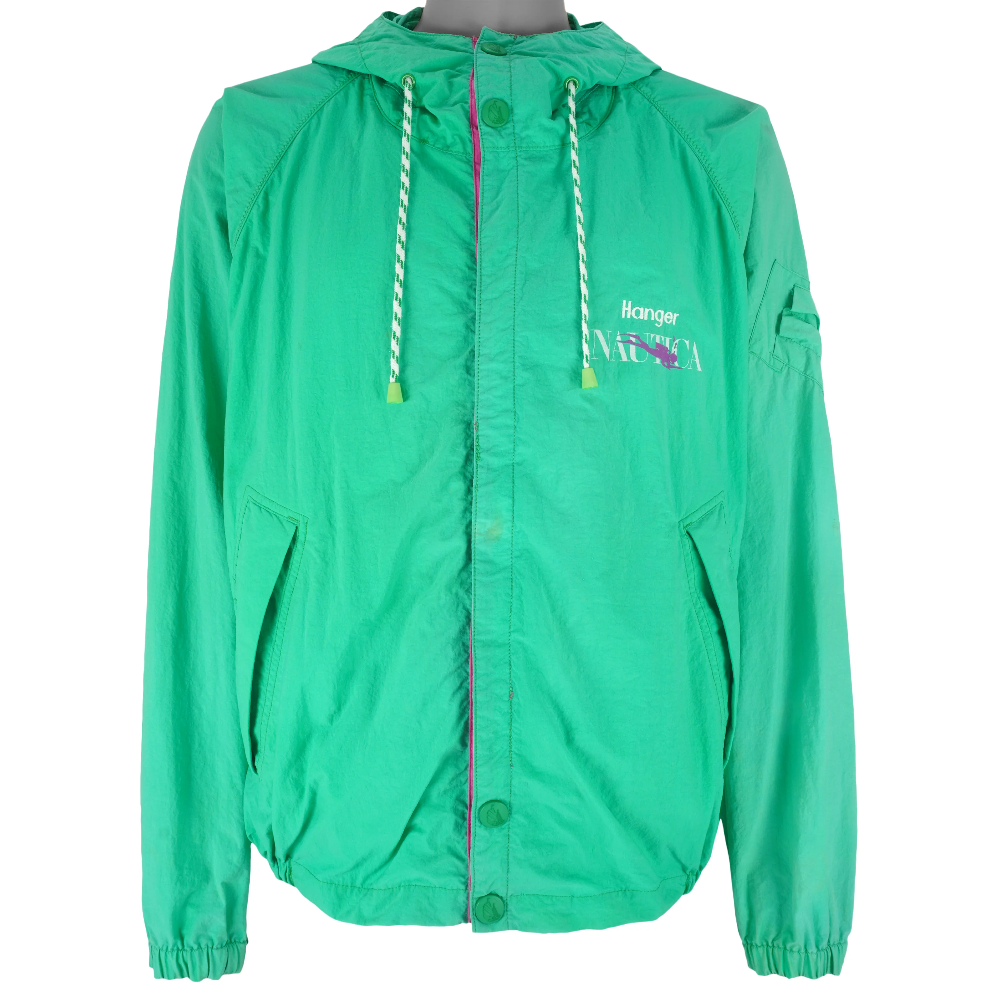 Nautica - Green Scuba Hooded Windbreaker 1990s X-Large