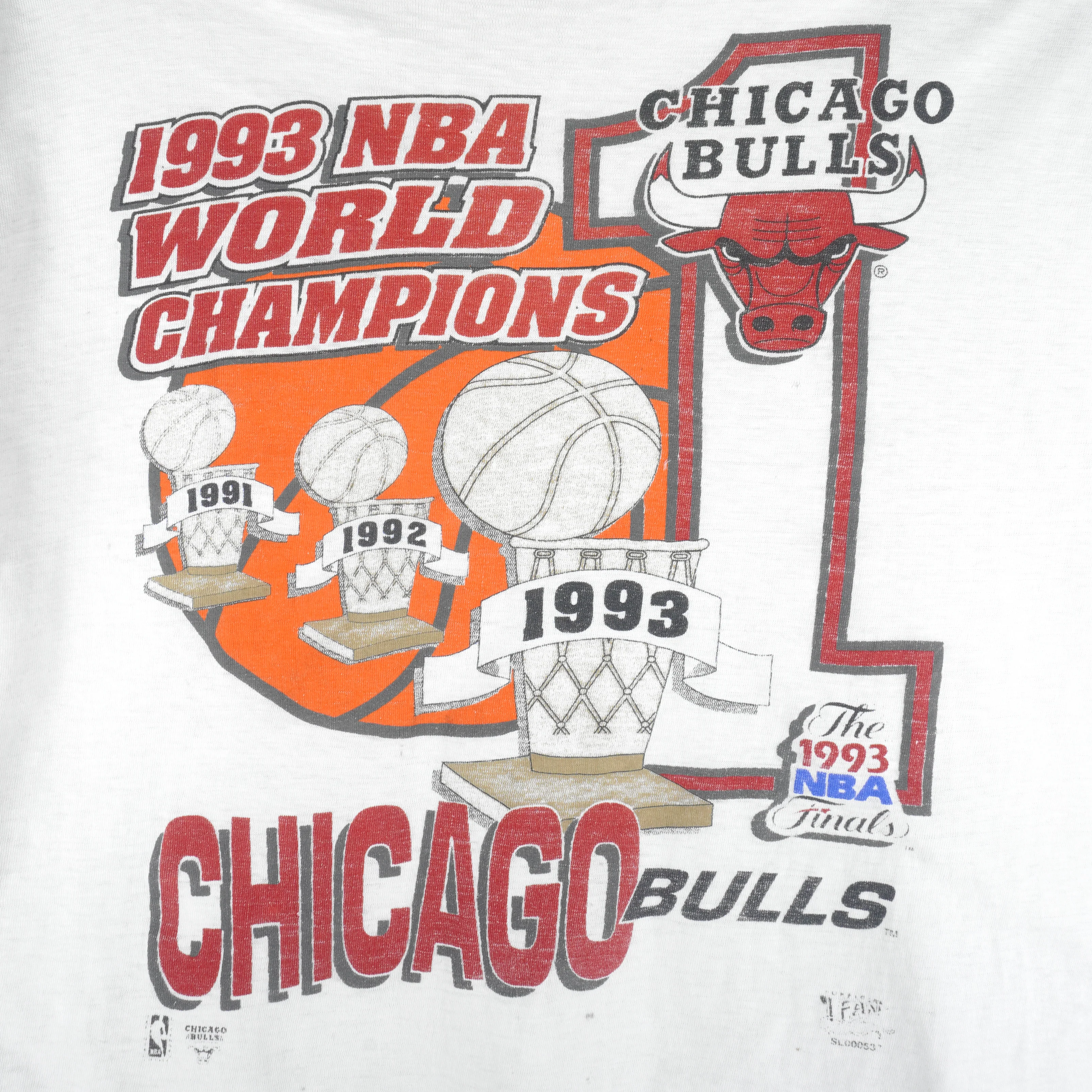NBA - Chicago Bulls World Champions Single Stitch T-Shirt 1993 X-Large - Image 3