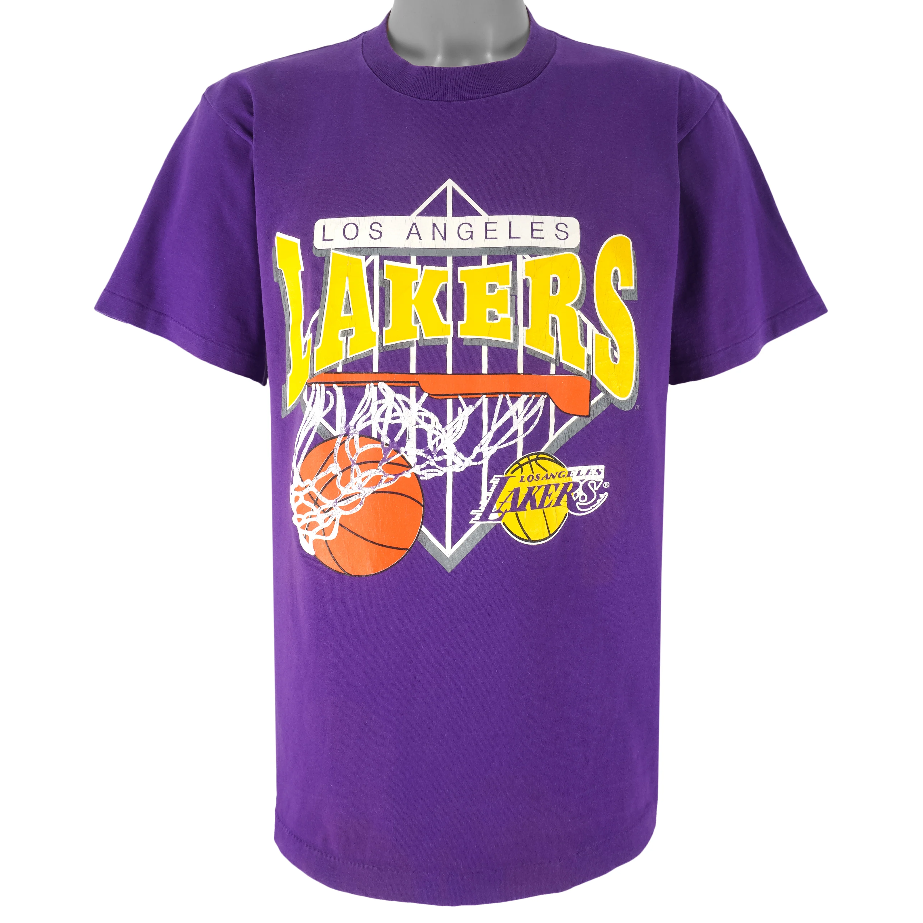 NBA (Locker Line) - Los Angeles Lakers Single Stitch T-Shirt 1990s Large