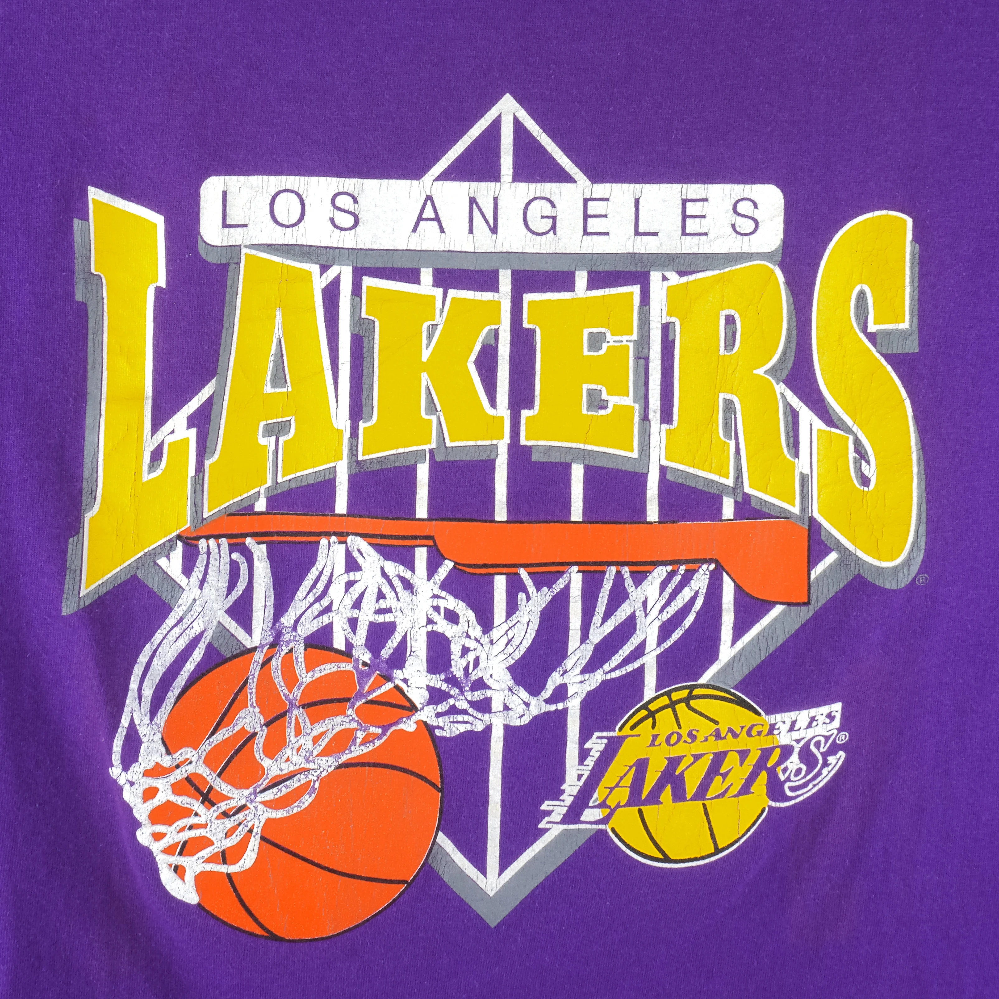 NBA (Locker Line) - Los Angeles Lakers Single Stitch T-Shirt 1990s Large - Image 3