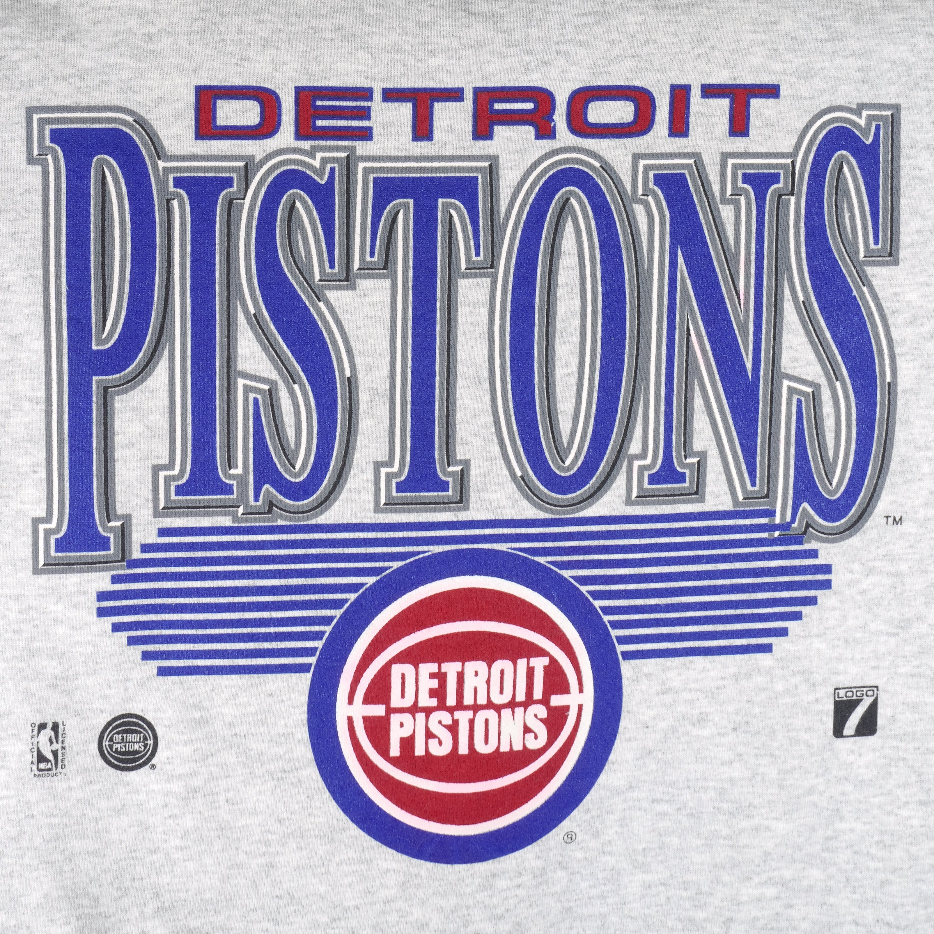 NBA (Logo 7) - Detroit Pistons Big Logo Crew Neck Sweatshirt 1990s Large - Image 3