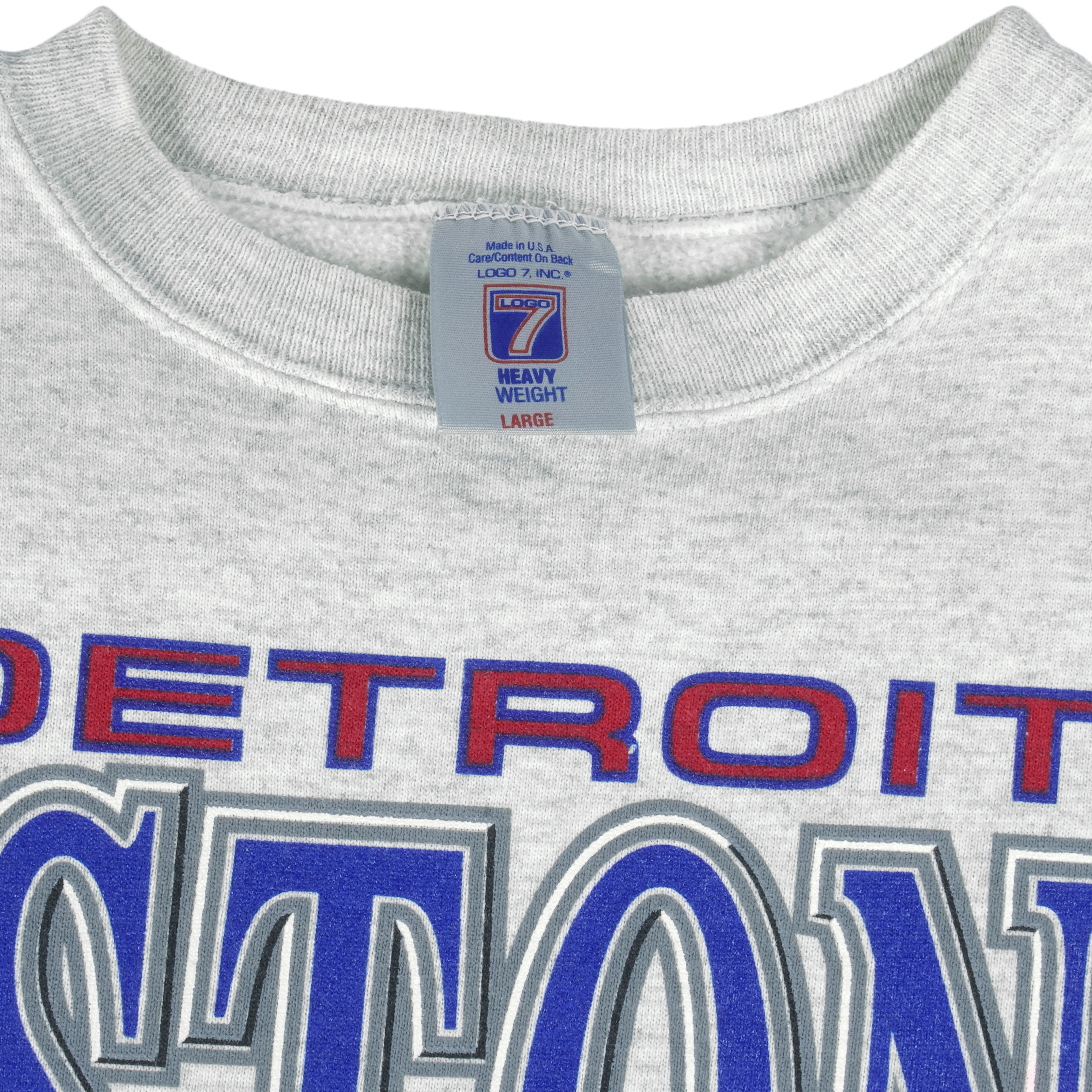 NBA (Logo 7) - Detroit Pistons Big Logo Crew Neck Sweatshirt 1990s Large - Image 4