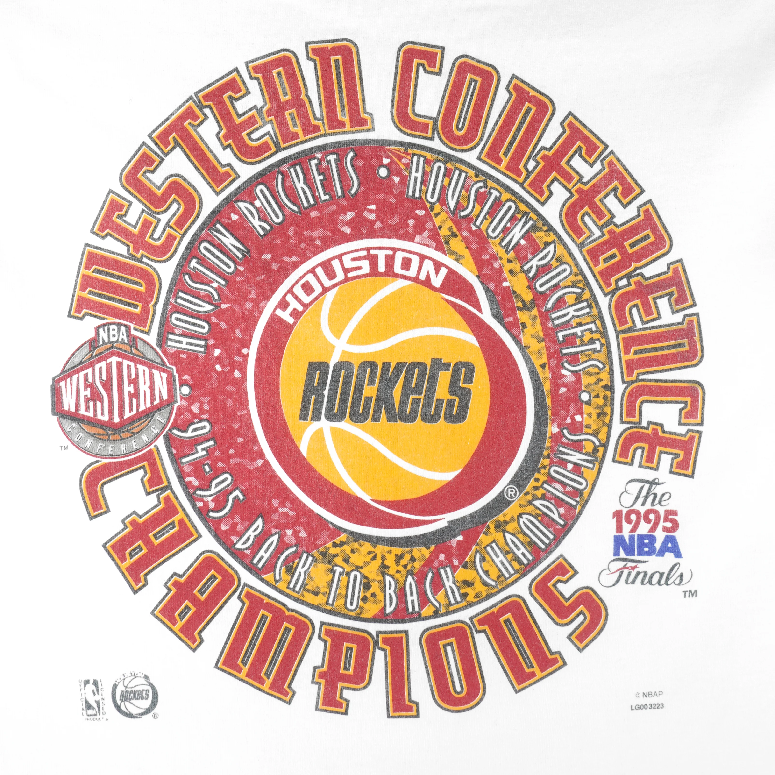 NBA (Logo 7) - Houston Rockets Back to Back Champions T-Shirt 1995 Large - Image 3