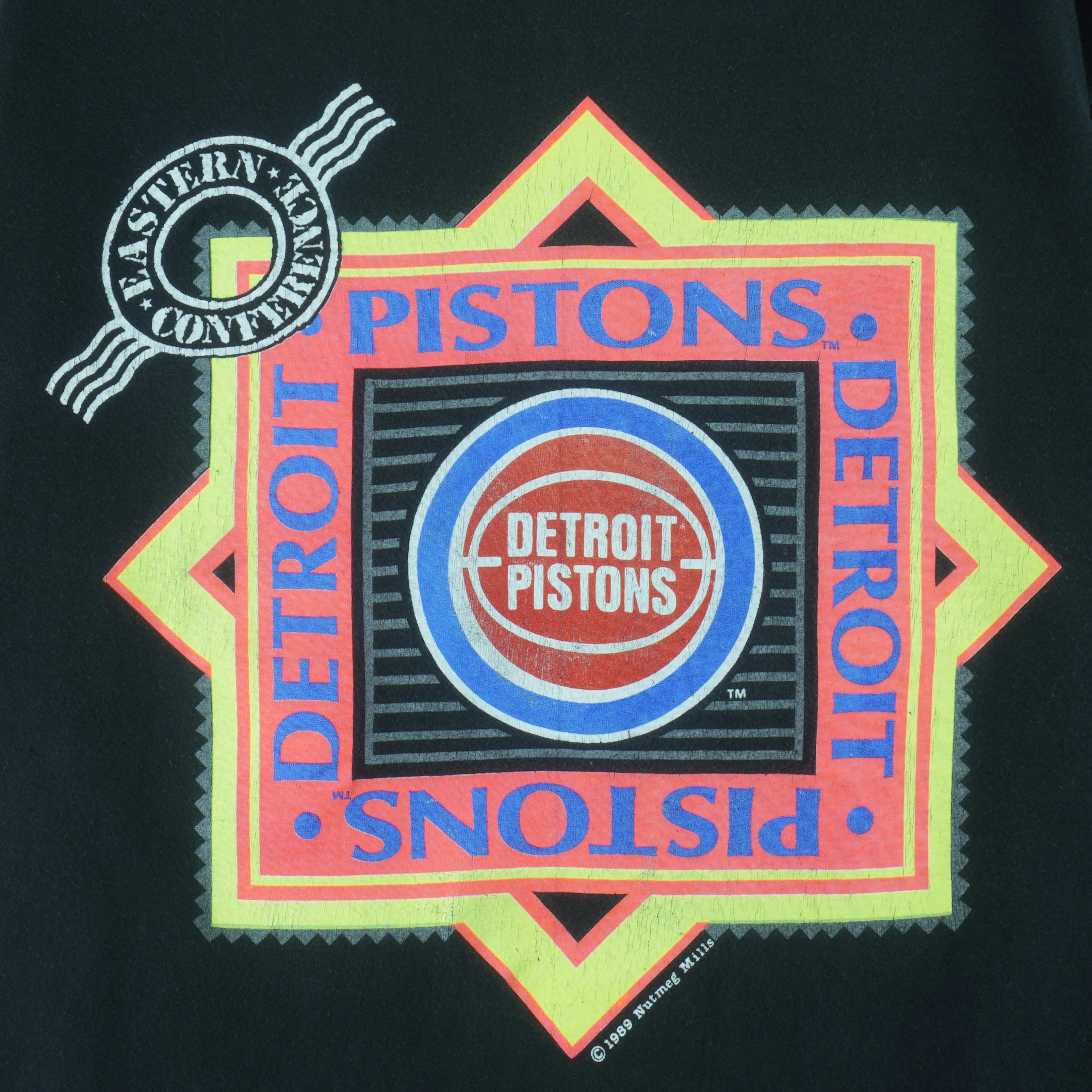 NBA (Nutmeg) - Detroit Pistons Single Stitch T-Shirt 1989 Large - Image 3
