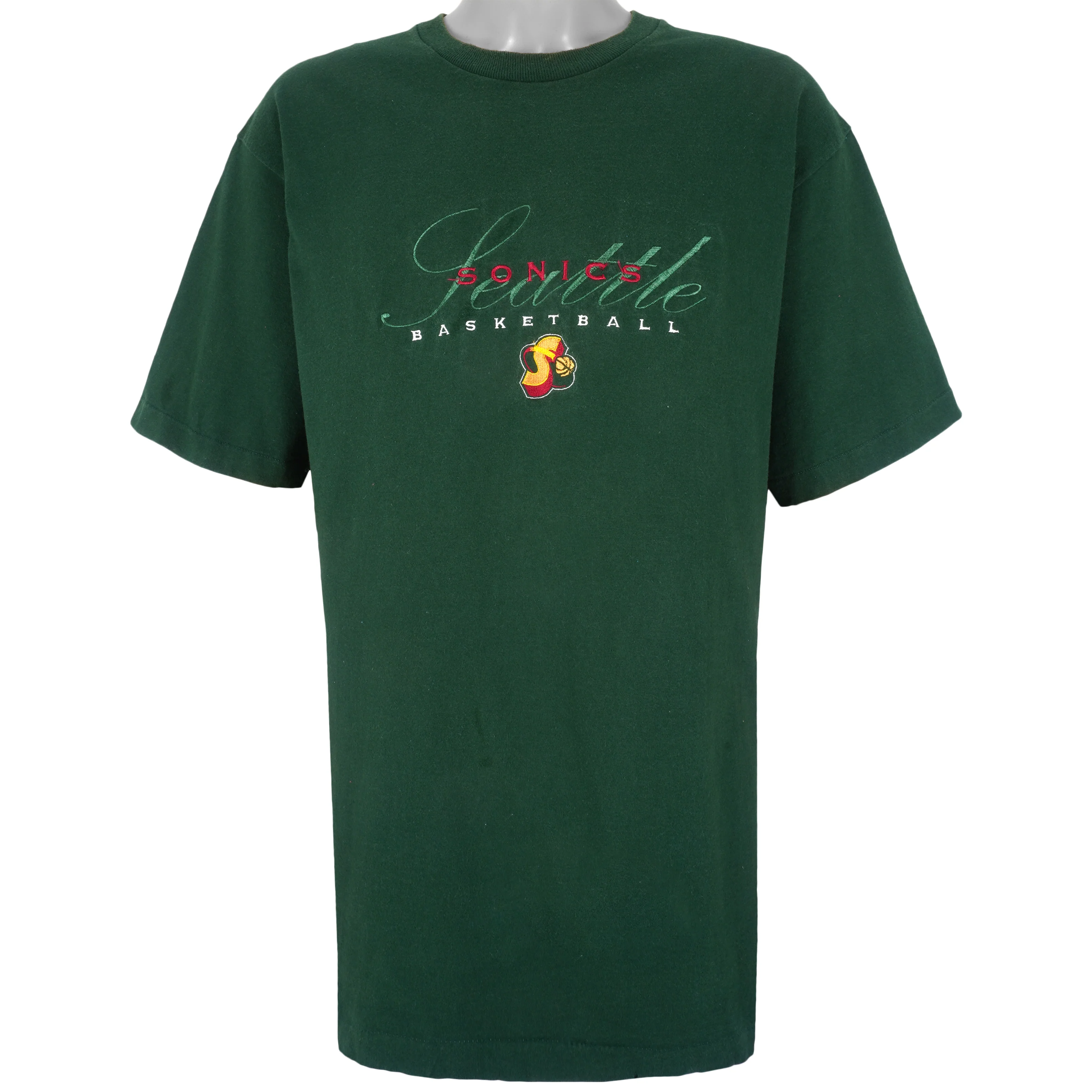 NBA (Pro Player) - Seattle SuperSonics Embroidered T-Shirt 1990s X-Large