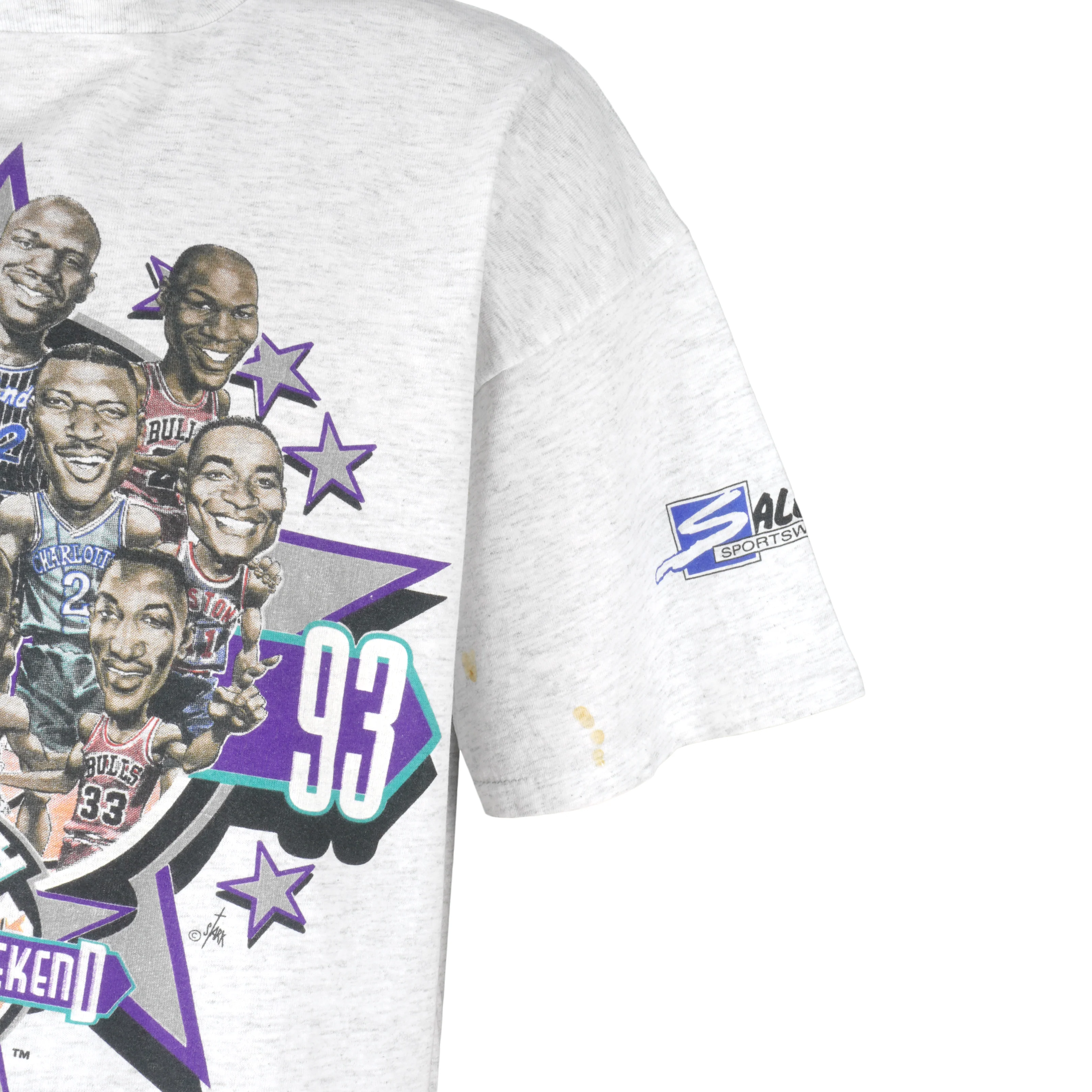 NBA (Salem) - Utah Jazz All Stars Game East VS West Caricature T-Shirt 1993 X-Large - Image 3