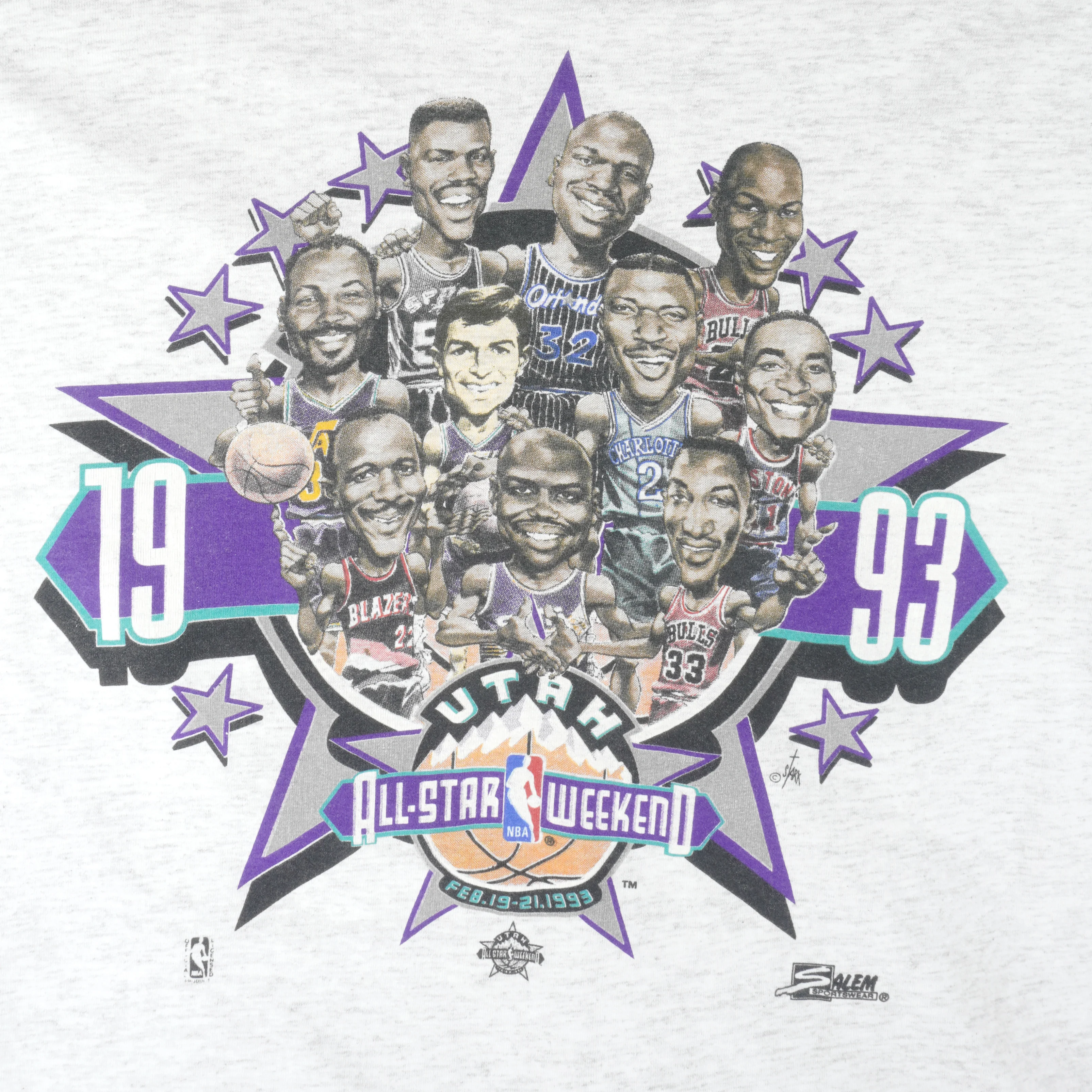 NBA (Salem) - Utah Jazz All Stars Game East VS West Caricature T-Shirt 1993 X-Large - Image 4