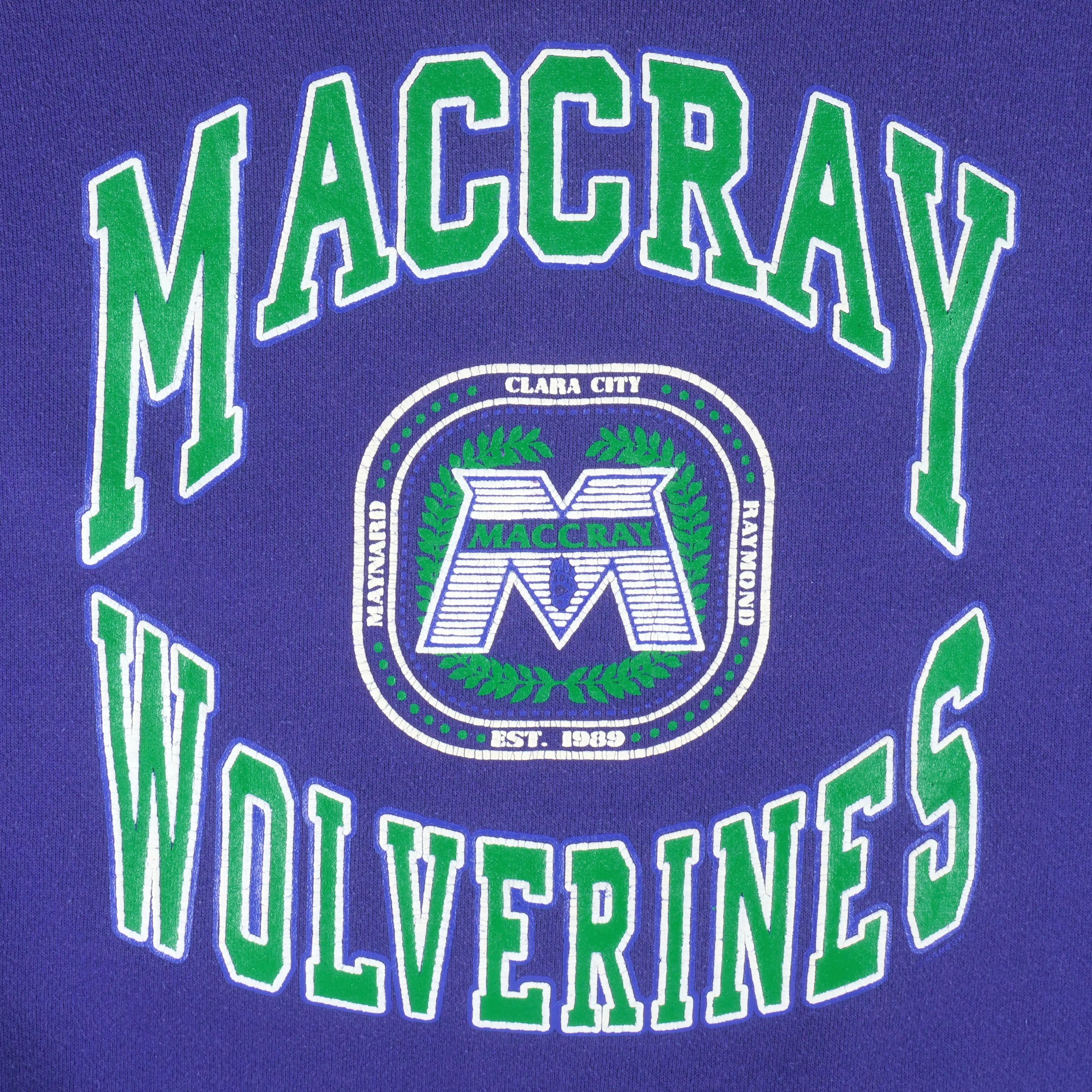 NCAA (Discus Athletic) - Maccray Wolverines Crew Neck Sweatshirt 1990s Medium - Image 3