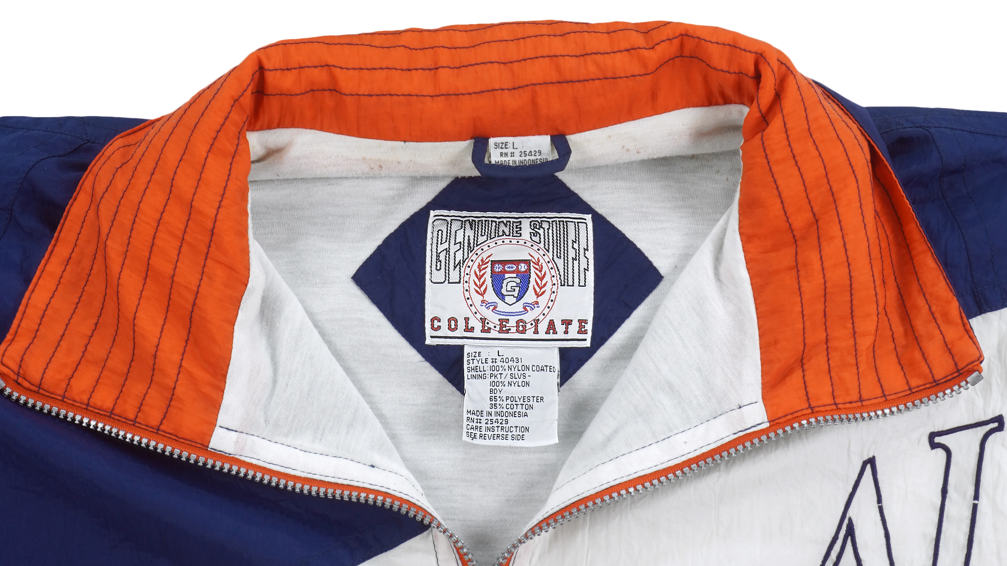 NCAA (Genuine Stuff) - Auburn Tigers Zip-Up Windbreaker 1990s Large - Image 5