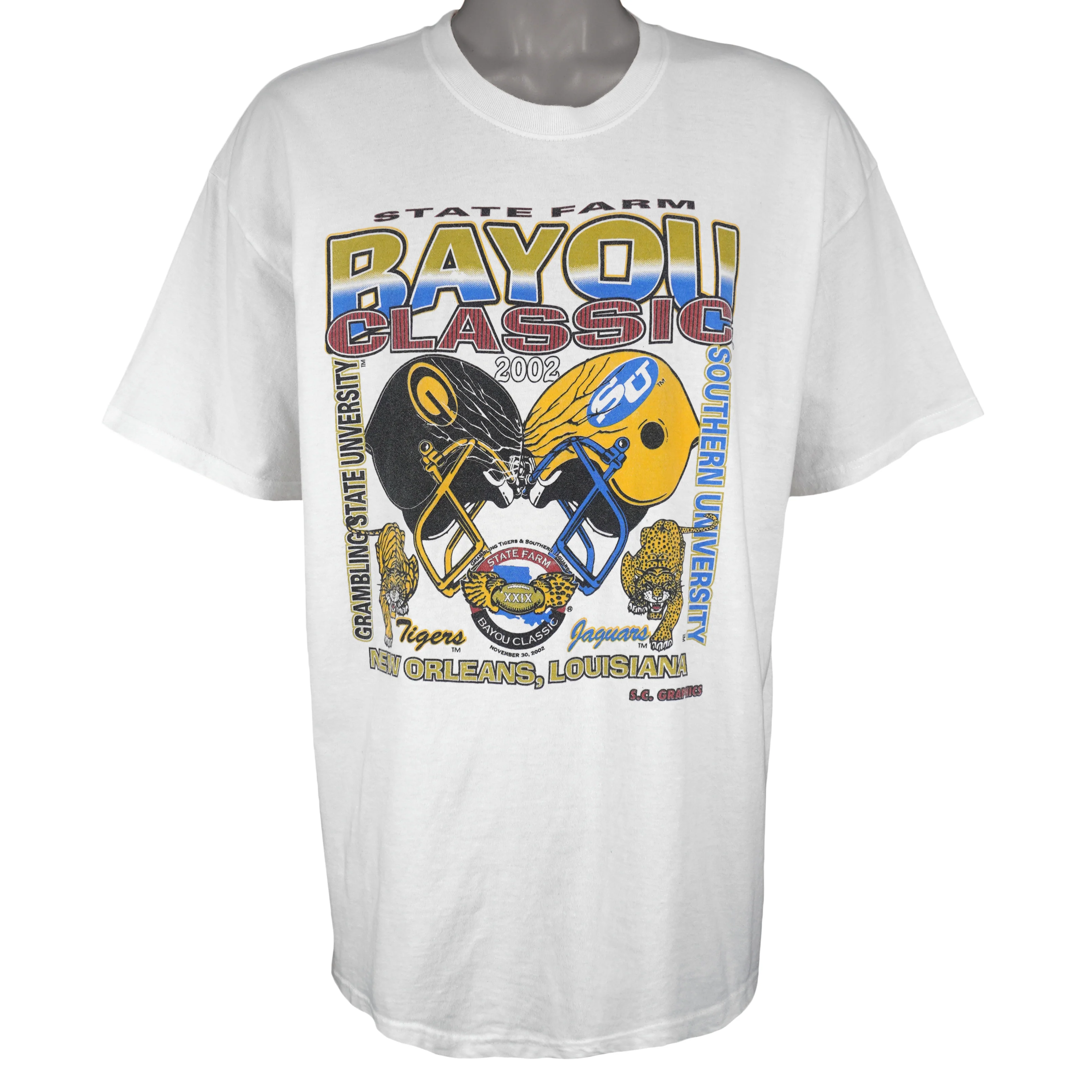 NCAA (Hanes) - Tigers Vs Jaguars Bayou Classic Matchups T-Shirt 2002 X-Large