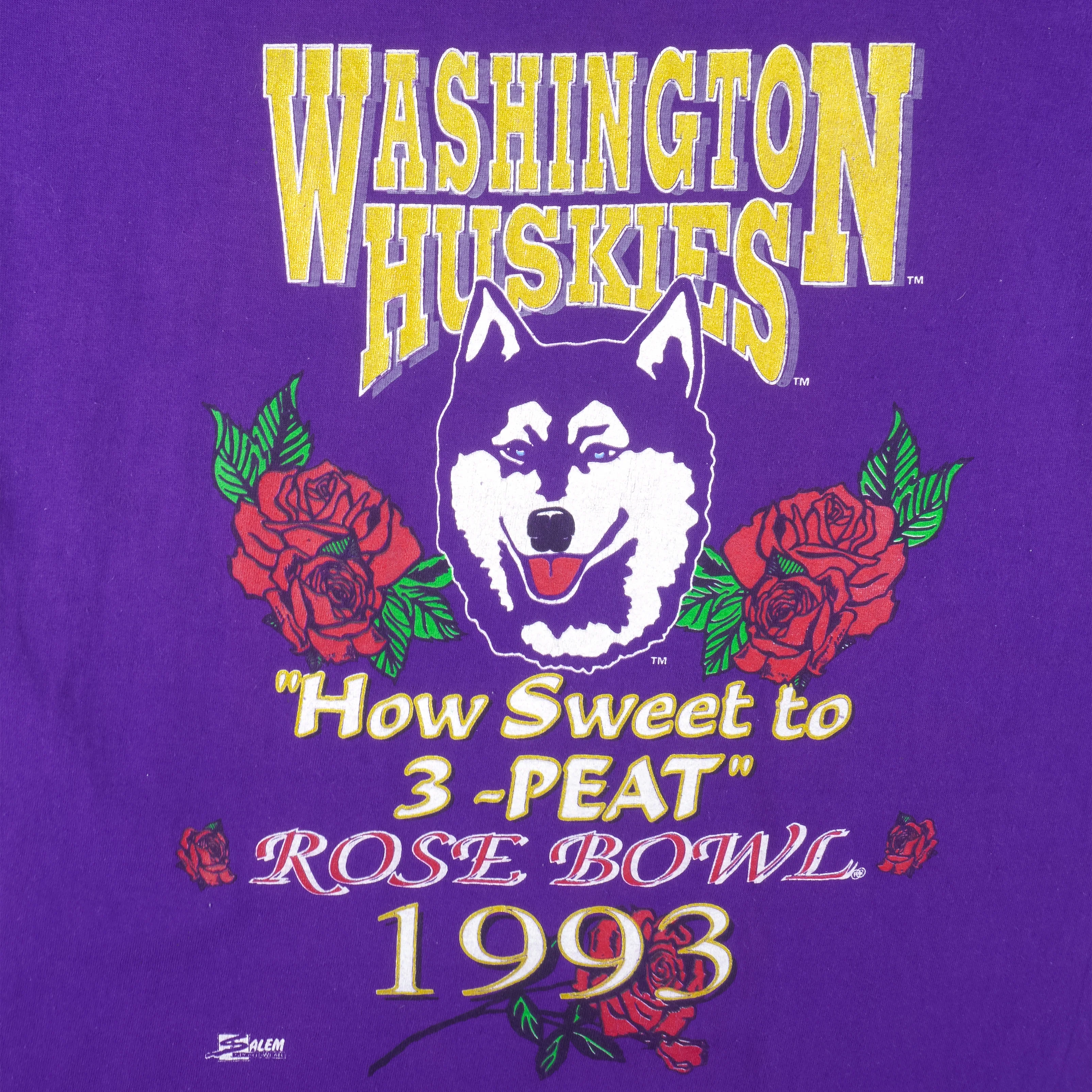 NCAA (Salem) - Washington Huskies Rose Bowl Champions T-Shirt 1993 Large - Image 3
