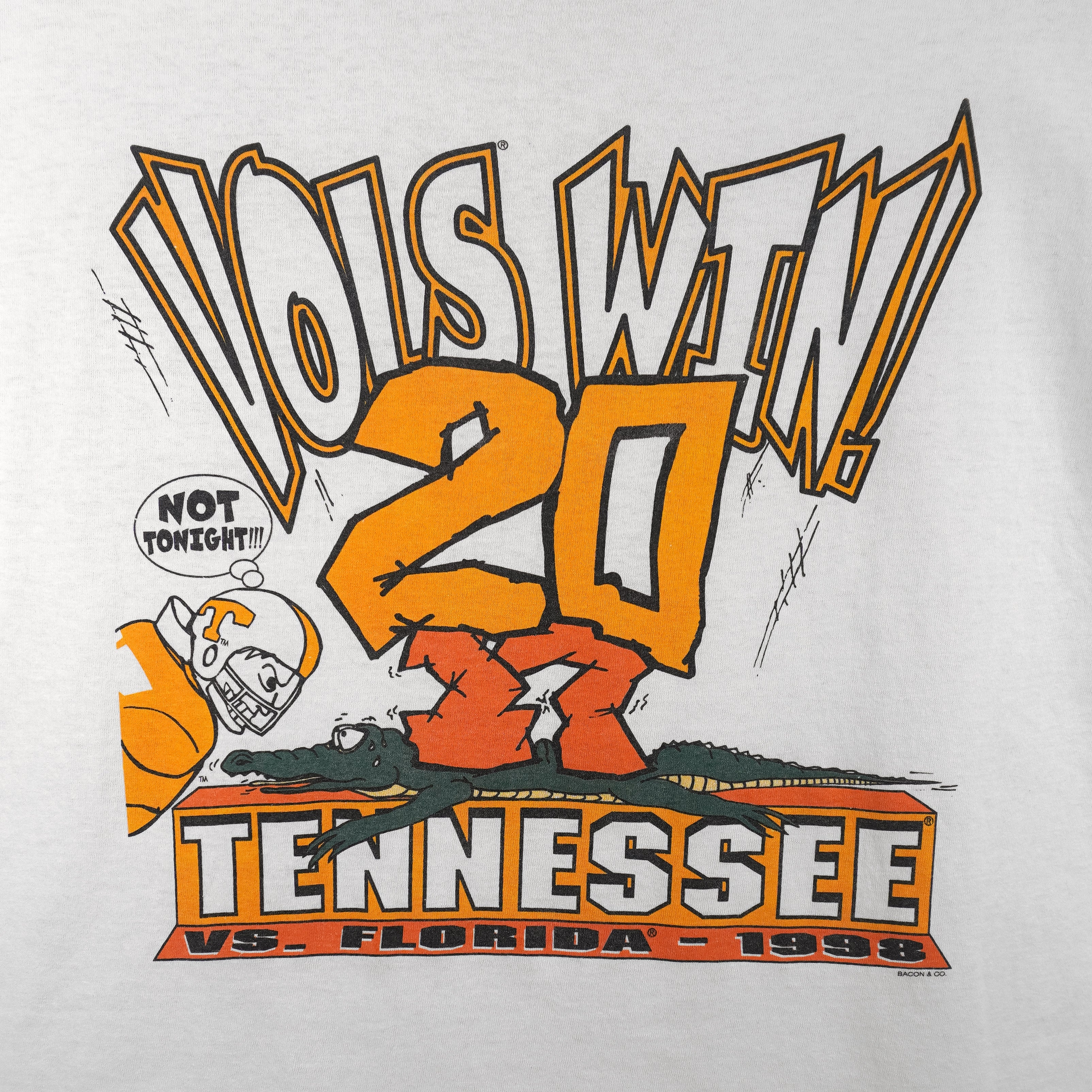 NCAA - Tennessee Vs Florida, Vols Win 20-17 Spell-Out T-Shirt 1998 Large - Image 3