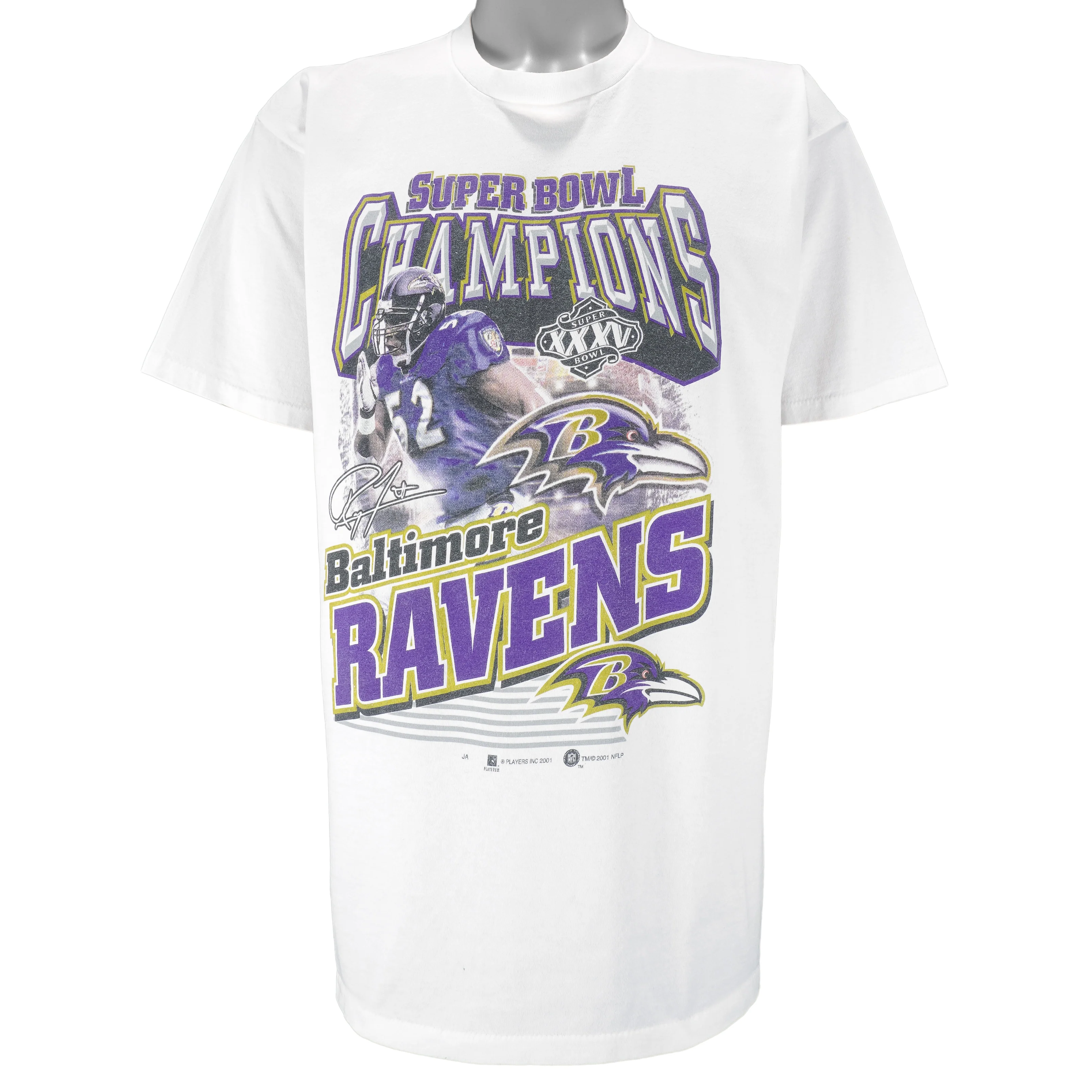 NFL (All Sport) - Baltimore Ravens Super Bowl Champs Ray Lewis T-Shirt 2001 X-Large
