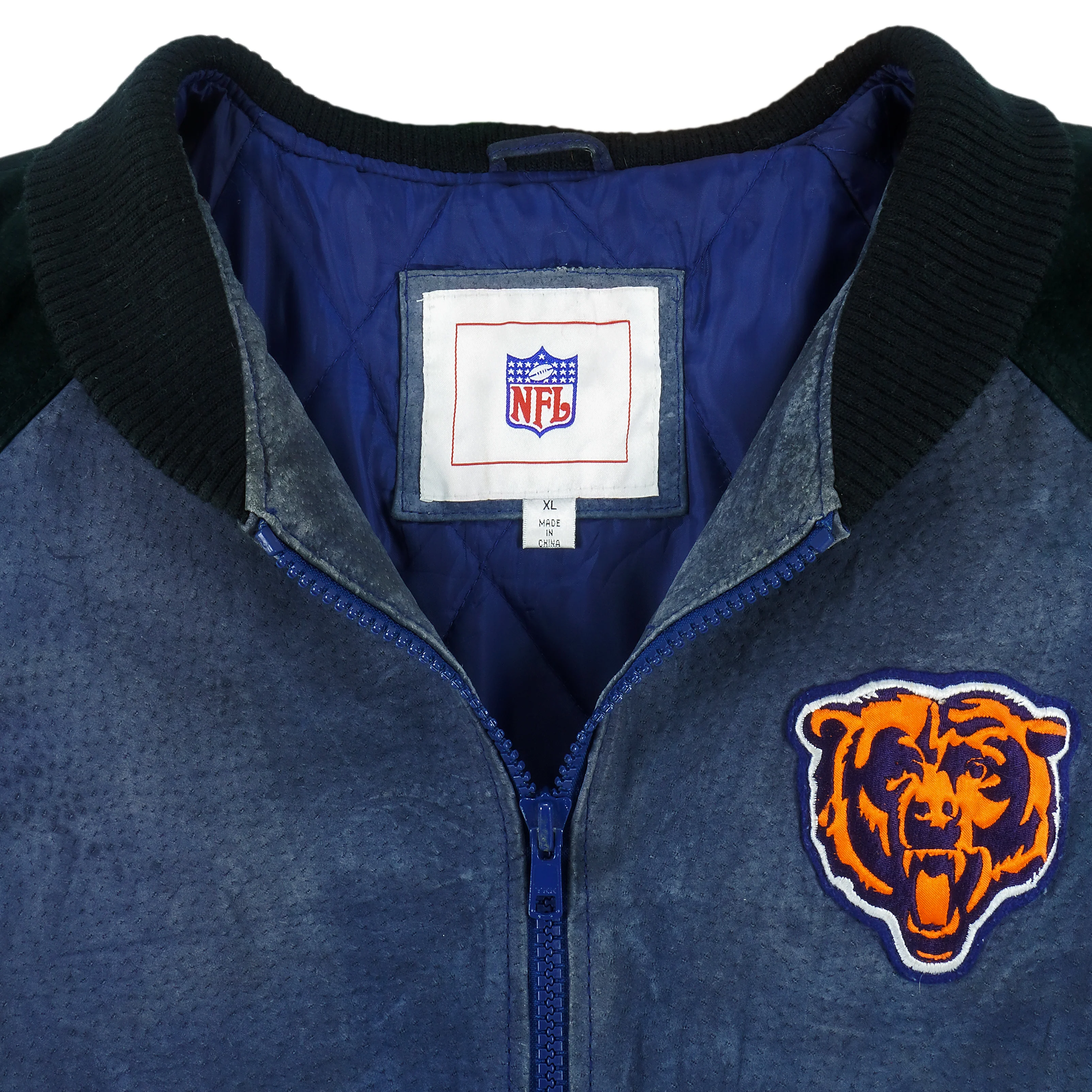 NFL - Chicago Bears Zip-Up Leather Jacket 1990s X-Large - Image 3
